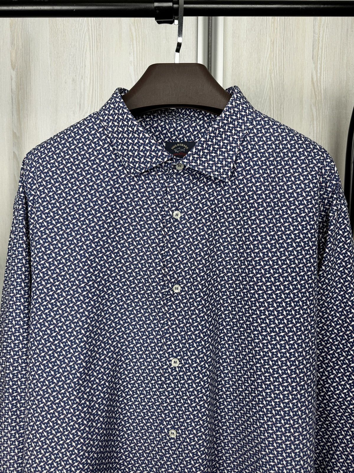 Paul & Shark Paul & Shark Blue Airplane pattern long sleeve shirt Size US XXL / EU 58 / 5 - 3 Thumbnail