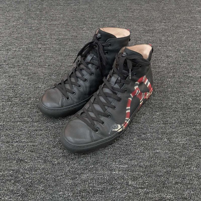 Gucci Gucci Black Leather High-Top Casual Sneakers Size US 8 / EU 41 - 1 Thumbnail