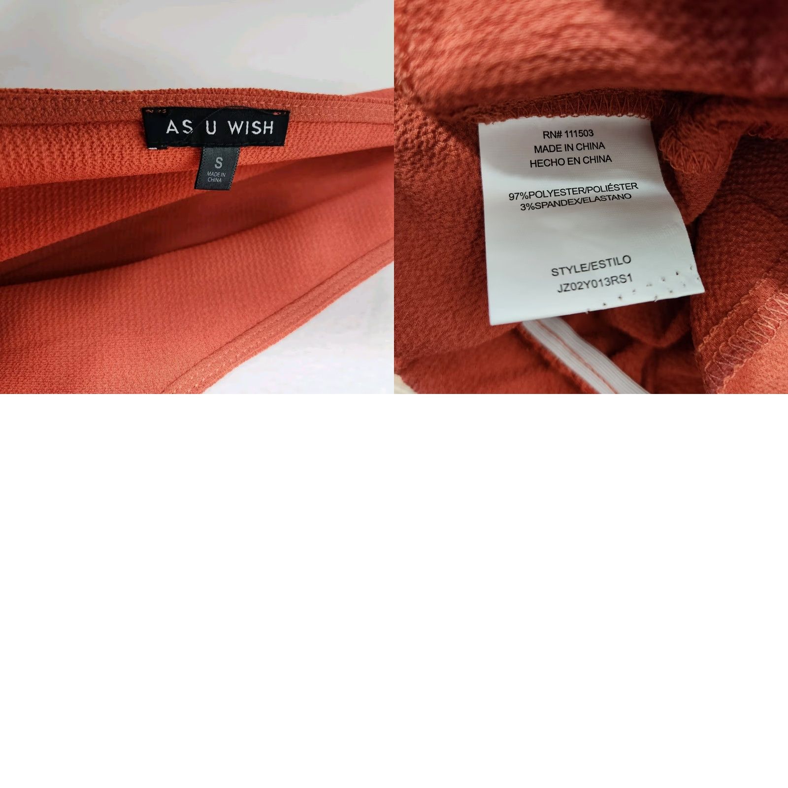 Vintage As U Wish Jumpsuit Womens Burnt Orange Sleeveless V-Neck Wide Leg S Size 28" / US 6 / IT 42 - 8 Thumbnail