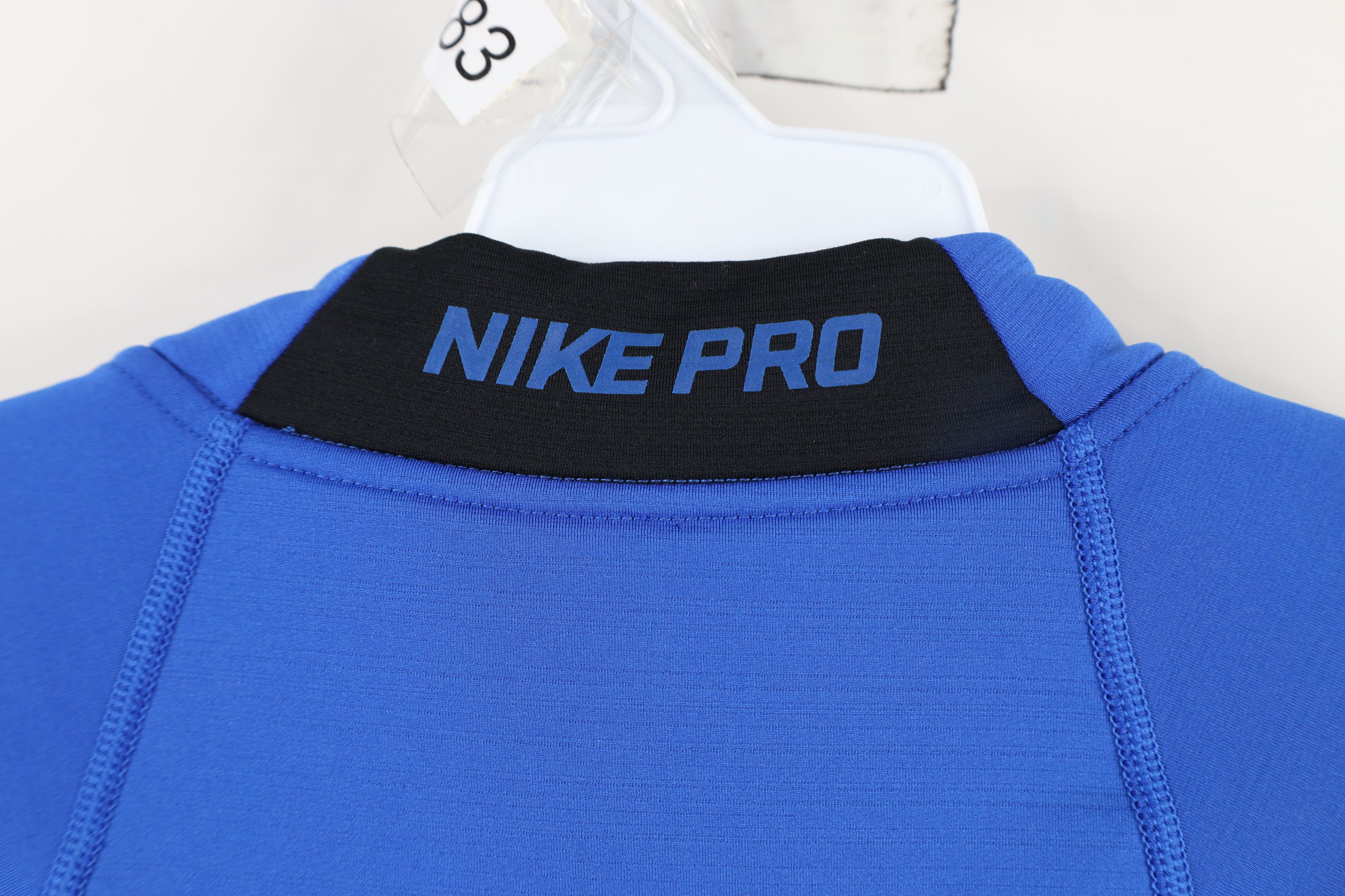 Nike × Vintage Nike Pro Combat Hyperwarm Fleece Lined Half Zip Sweater Blue Size US L / EU 52-54 / 3 - 11 Thumbnail