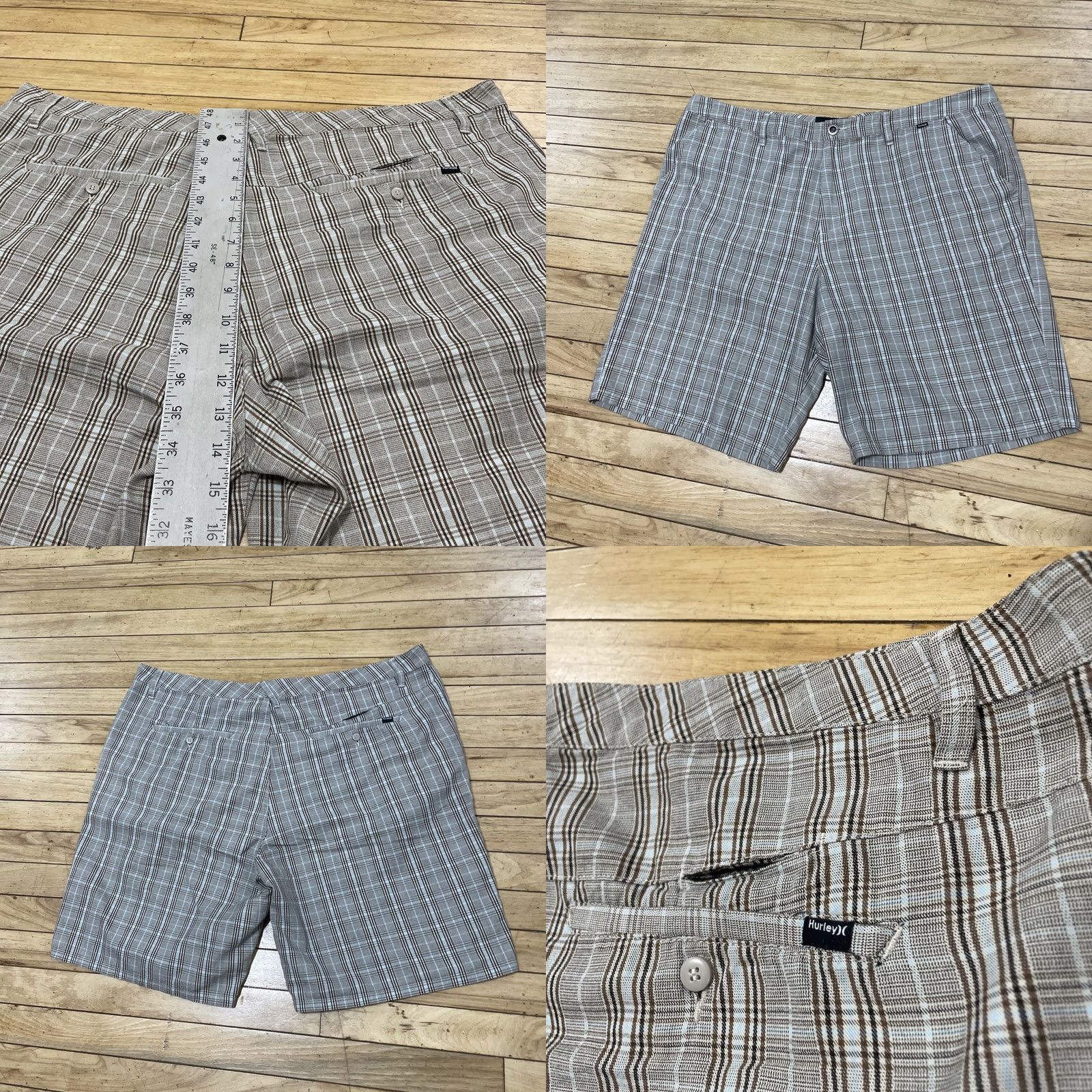 Hurley VINTAGE Hurley Shorts Men 40 Brown Plaid Beachy Light Preppy Y2k Streetwear Chino Size US 40 / EU 56 - 8 Thumbnail