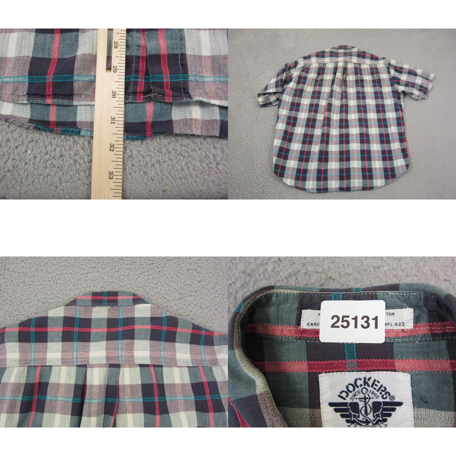 Dockers VINTAGE Dockers Shirt Mens XL Blue Gray Plaid Button Up 90s Short Sleeve Collared Pockets Size US XL / EU 56 / 4 - 8 Thumbnail
