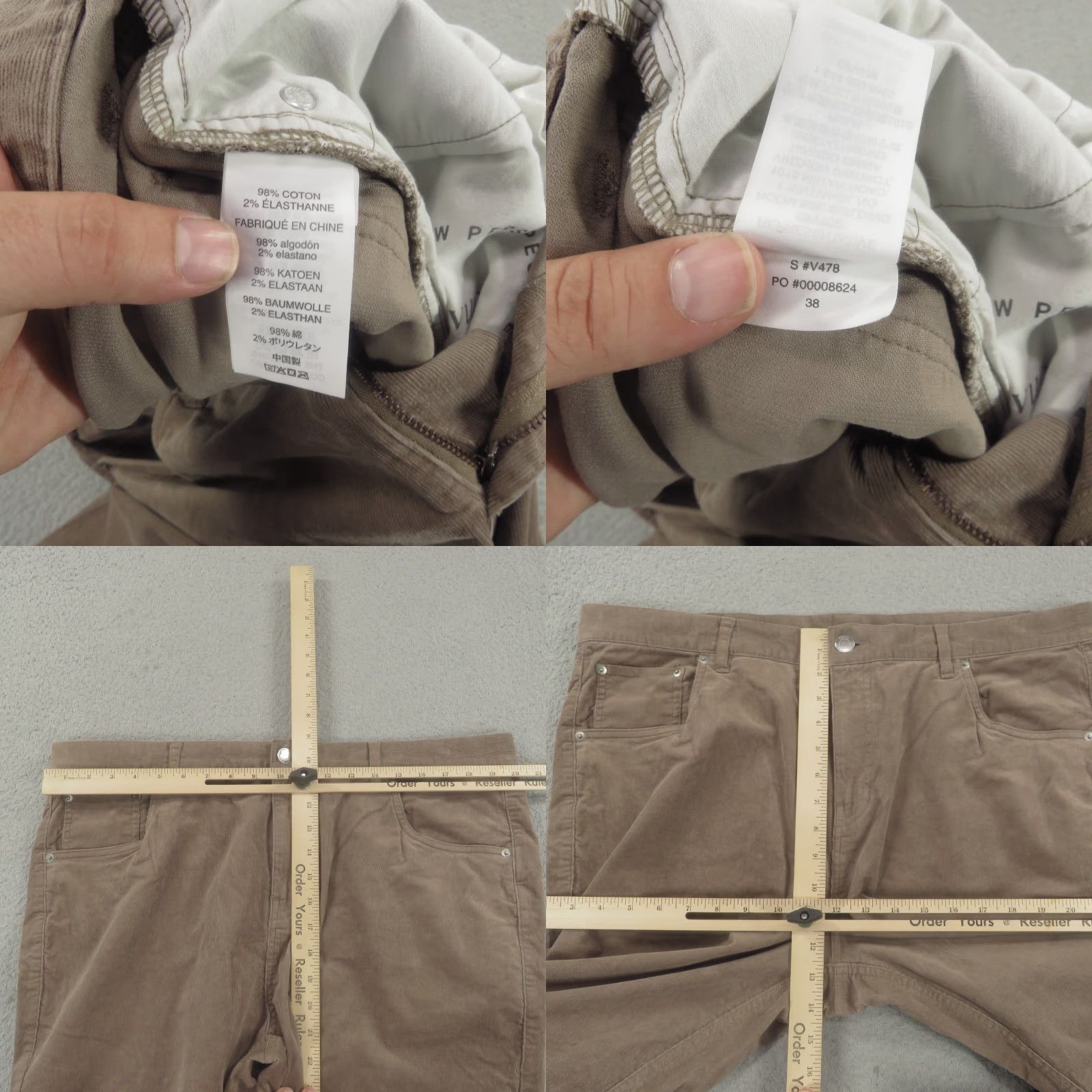 Vuori Vuori Pants Mens 38x32 Optimist Corduroy 5 Pocket Chino Performance Cords Tan Size US 38 / EU 54 - 8 Thumbnail