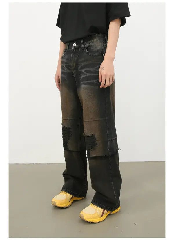 VIBE High street black American patchwork straight ripped jeans Size US 32 / EU 48 - 5 Thumbnail