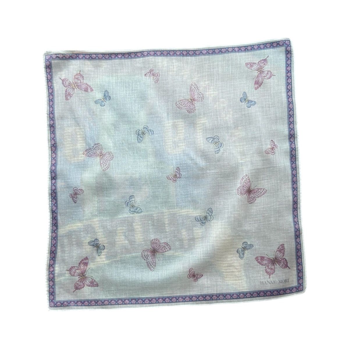 Hanae Mori Vintage Hanae Mori Butterflys Monogram Handkerchief Size ONE SIZE - 2 Thumbnail
