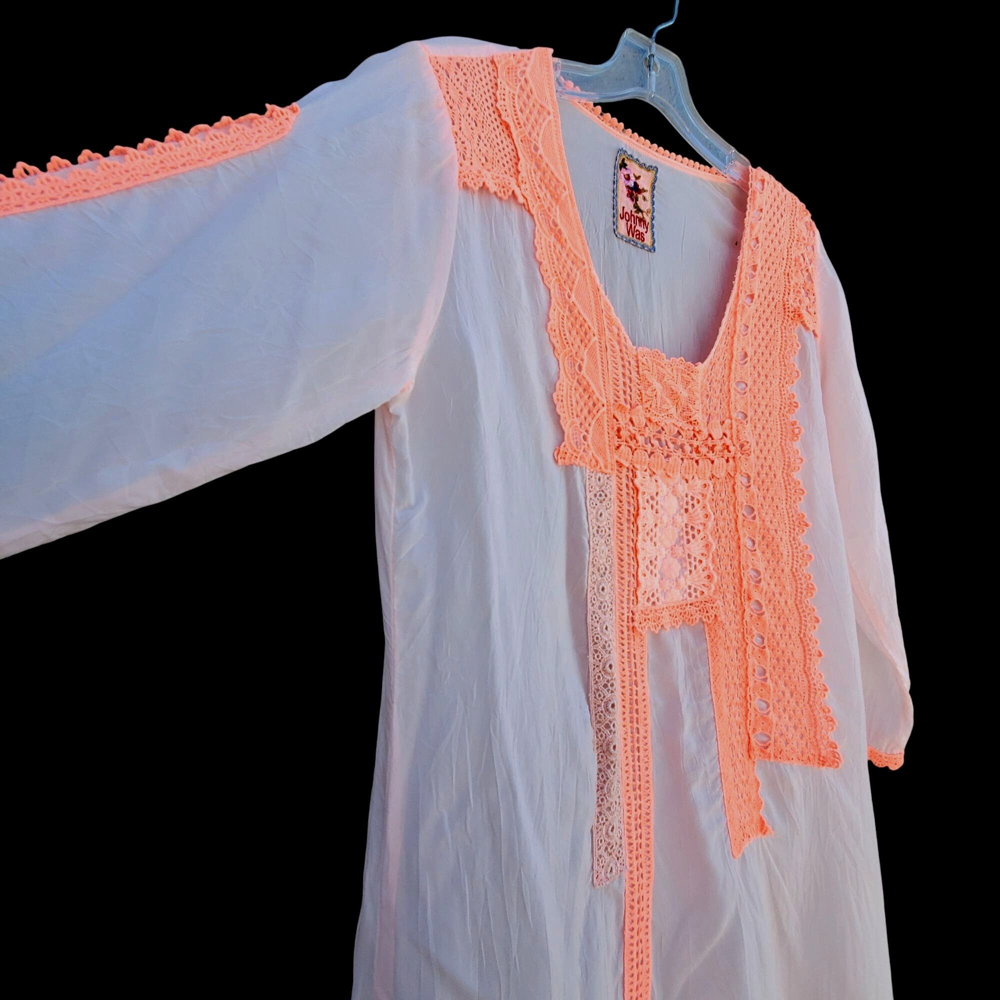 Johnny Was Johnny Was Size M Sheer White Boho Tunic Top Long Sleeves wi Size M / US 6-8 / IT 42-44 - 9 Thumbnail