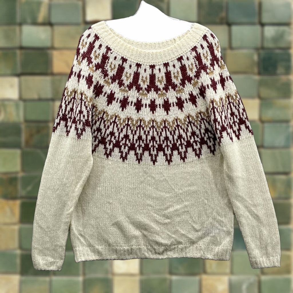 Stoic Stoic Nordic Knit Sweater Women Small Red White Cabin Academia Winter Preppy 90s Vintage Size S / US 4 / IT 40 - 1 Thumbnail