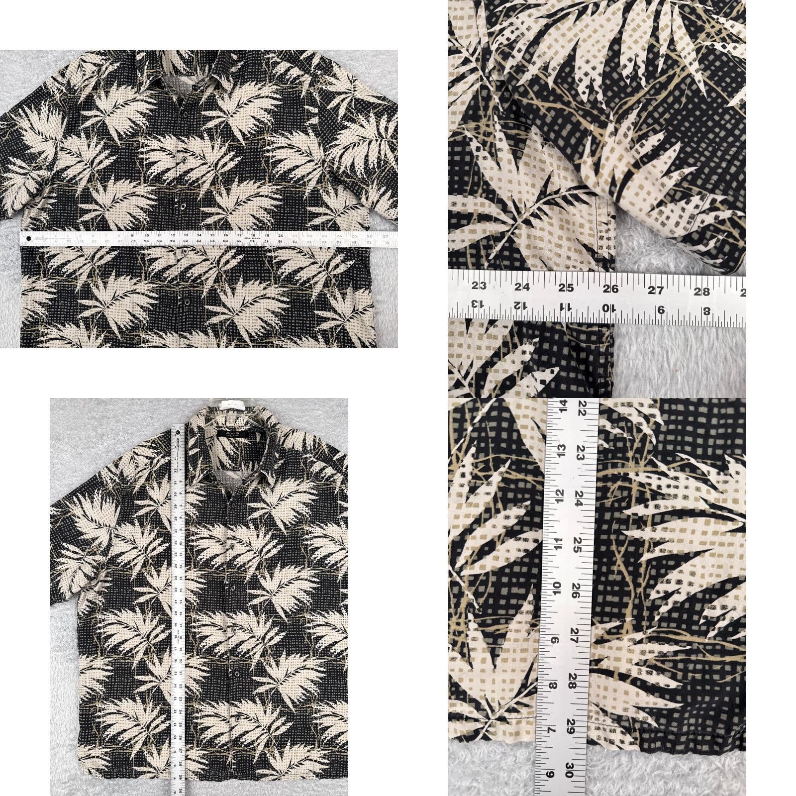 Vintage Axis LA Shirt Men 2XL Black Silk Floral Palm Leaf Hawaiian Aloha Beach Vacation Resort 100% Silk Button-Up Size US XXL / EU 58 / 5 - 8 Thumbnail