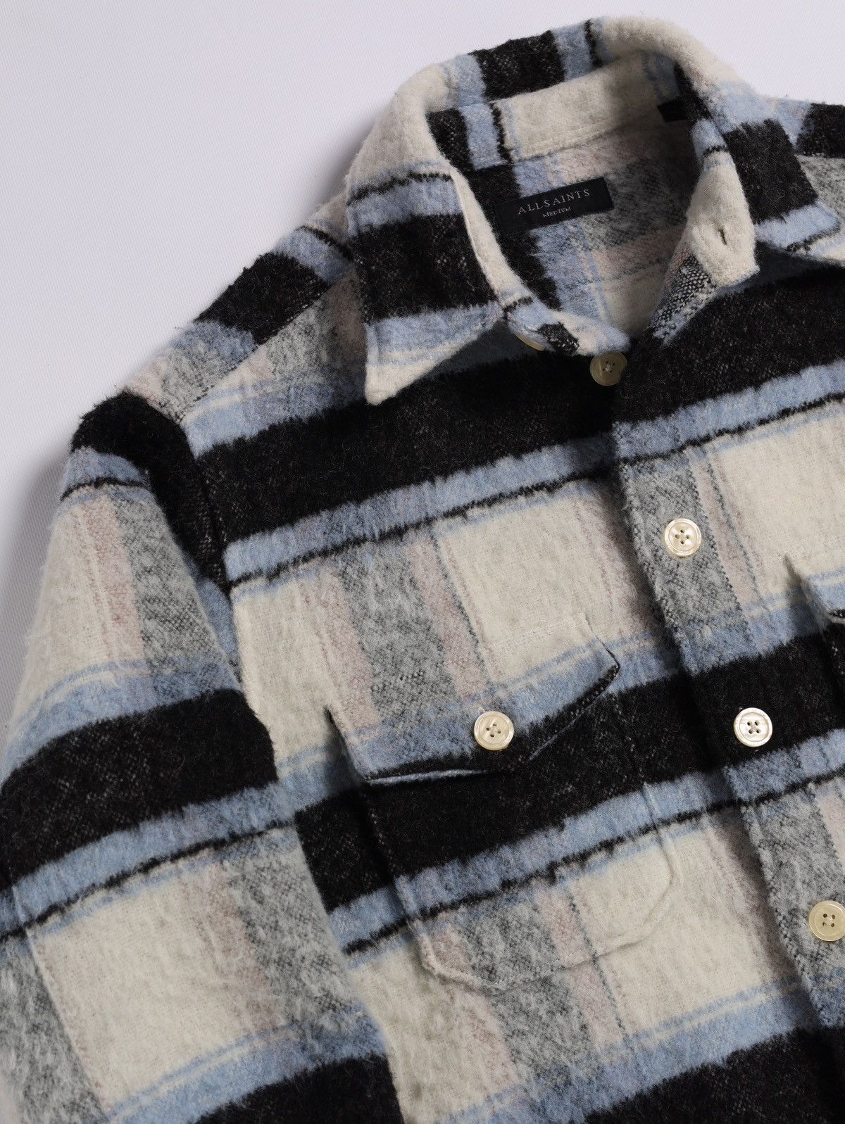 Allsaints Allsaints Rayado Ecru Flannel Plaid Check Overshirt Jacket Size US M / EU 48-50 / 2 - 7 Thumbnail