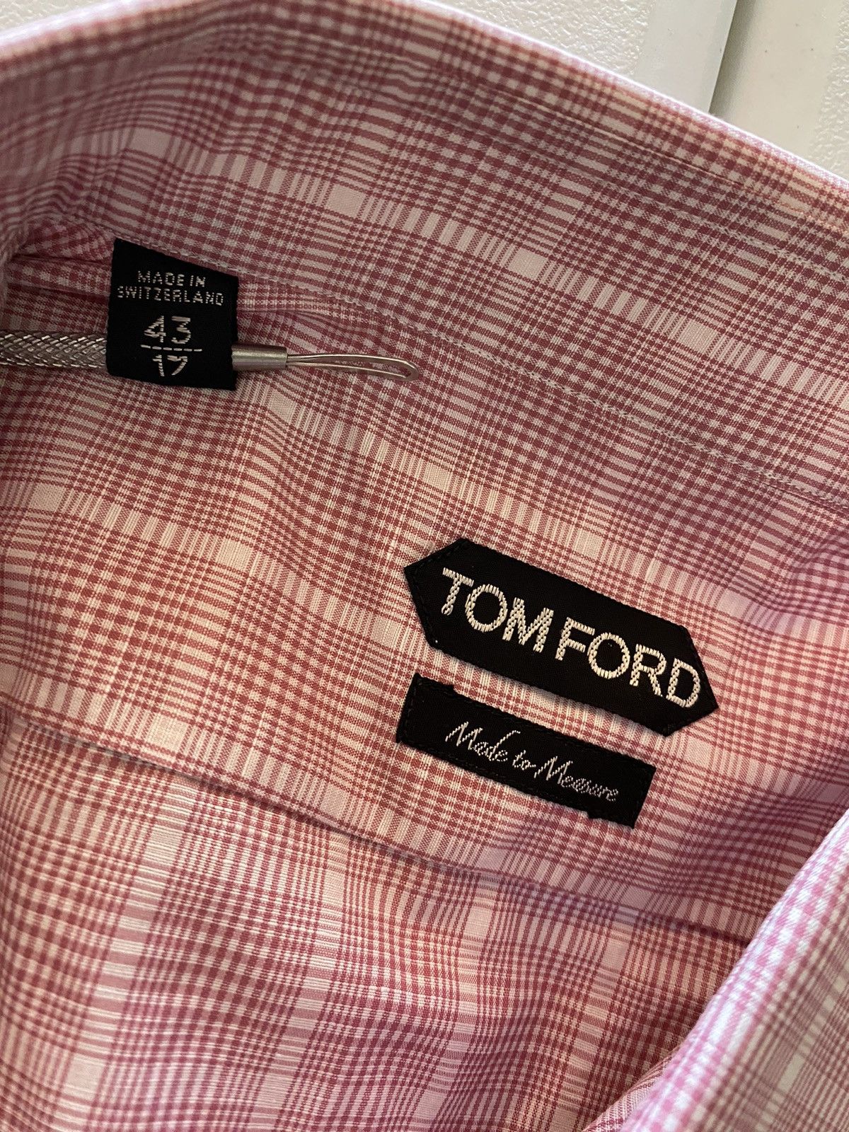 Tom Ford Tom Ford light pink glen check shirt 17 43e Size US L / EU 52-54 / 3 - 5 Thumbnail