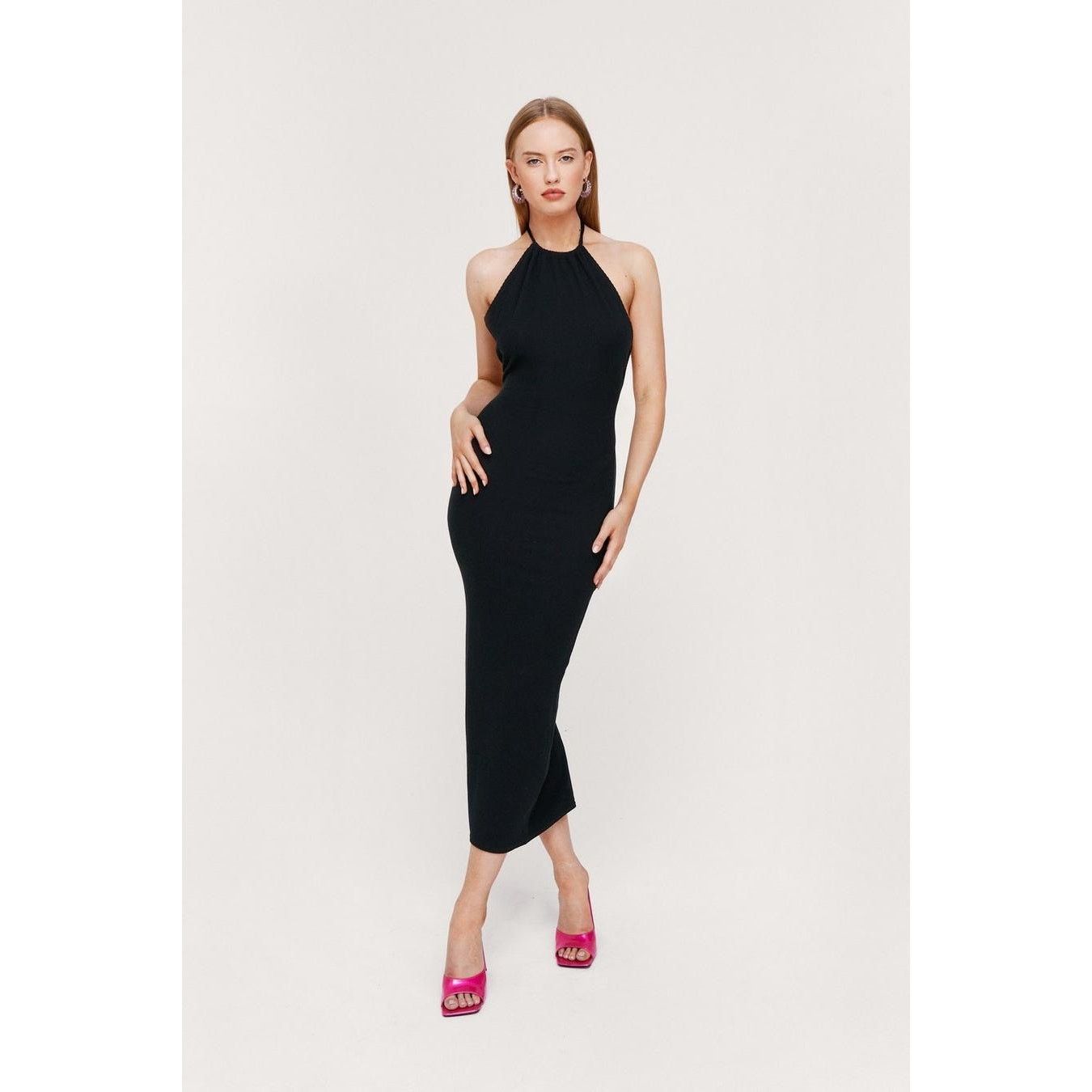Nasty Gal Nasty Gal | Ripple Rib Halterneck Maxi Dress | Size 8 Size M / US 6-8 / IT 42-44 - 2 Thumbnail