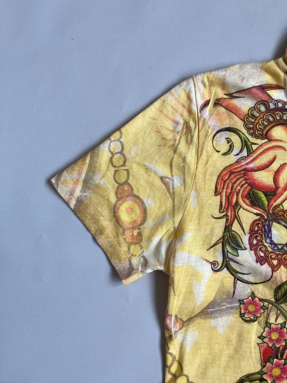 Christian Audigier Christian Audigier Women Buddha Yellow Printed Polo Shirt Size M / US 6-8 / IT 42-44 - 6 Thumbnail