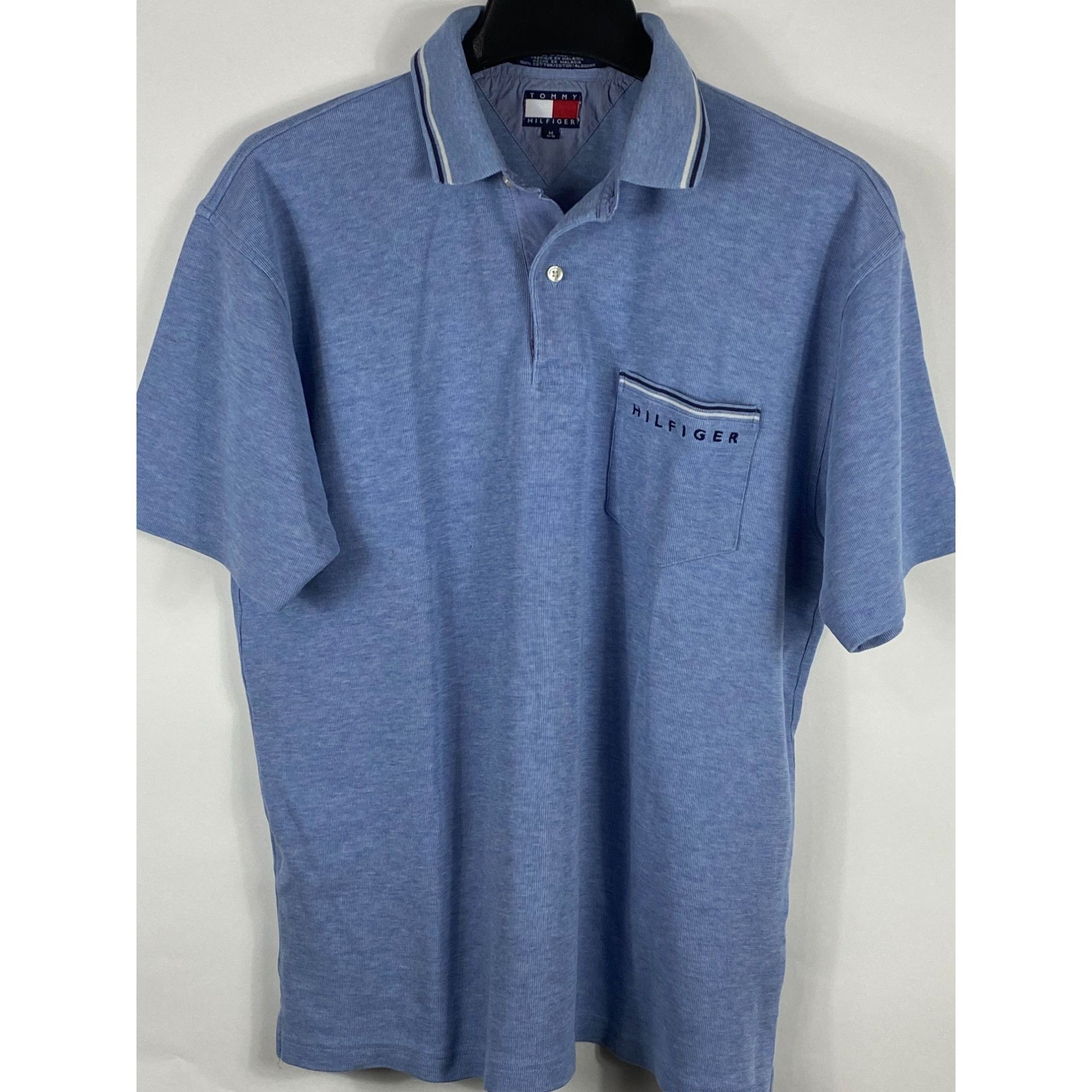 Tommy Hilfiger Vintage Tommy Hilfiger Embroidered Pocket Polo Shirt Blue Me Size US M / EU 48-50 / 2 - 1 Thumbnail