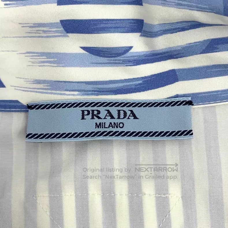 Prada Prada Blue vertical striped floral print cotton lapel sing Size S / US 4 / IT 40 - 6 Thumbnail