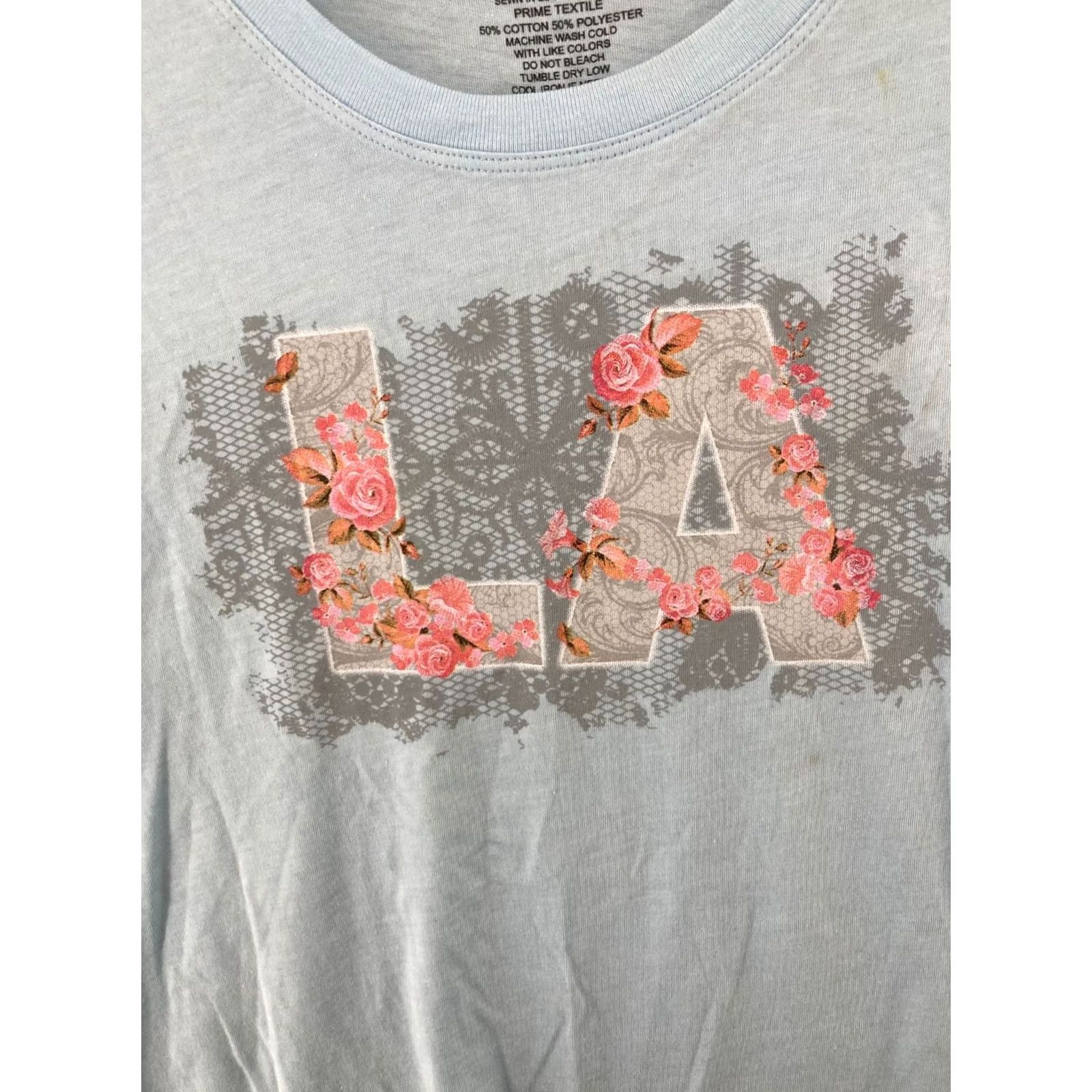 Vintage Emblem Apparel Womens Shirt Medium Blue LA Floral NWT Size L / US 10 / IT 46 - 4 Thumbnail