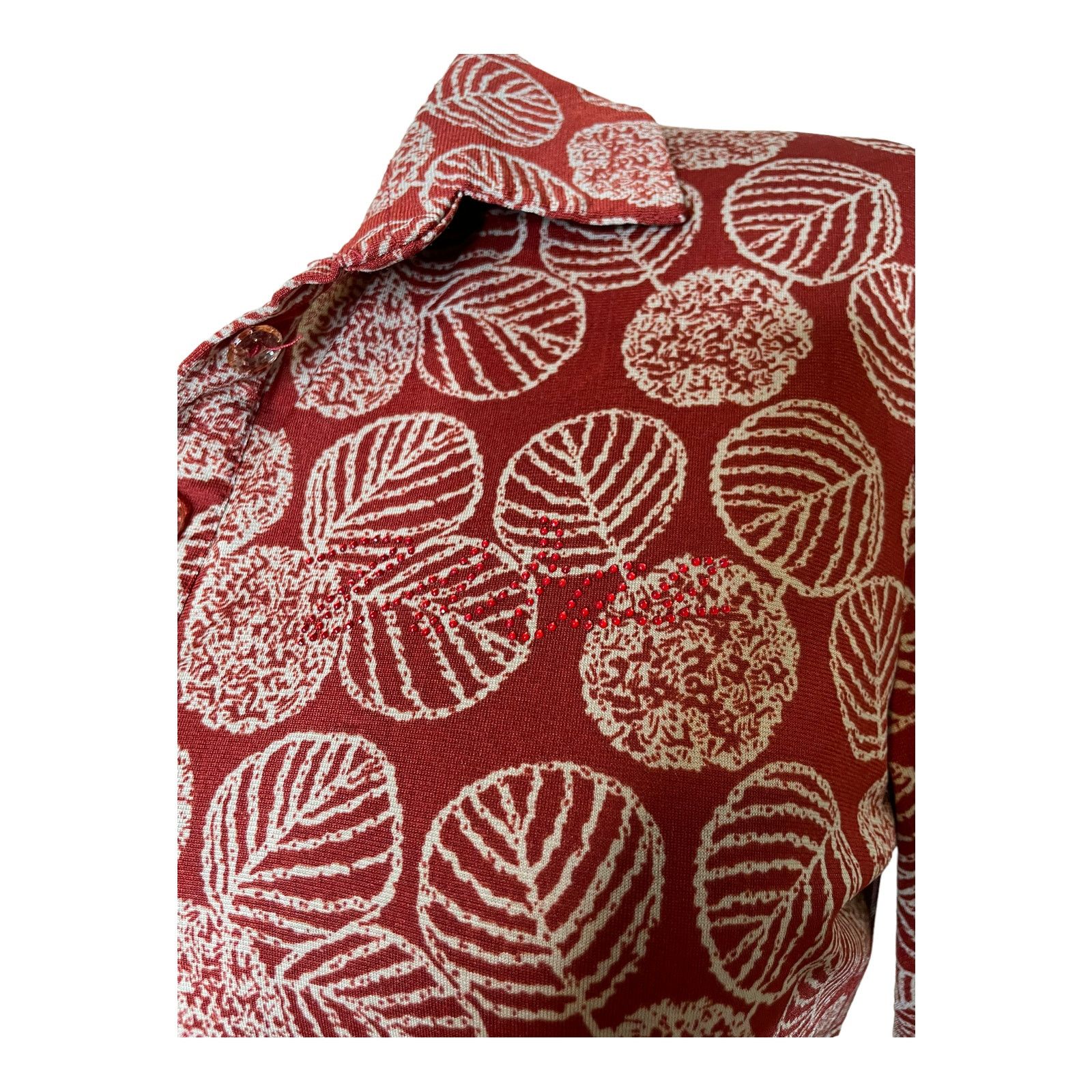 Vintage Vintage 3/4 sleeves leaves print red blouse size XL Size XL / US 12-14 / IT 48-50 - 4 Thumbnail