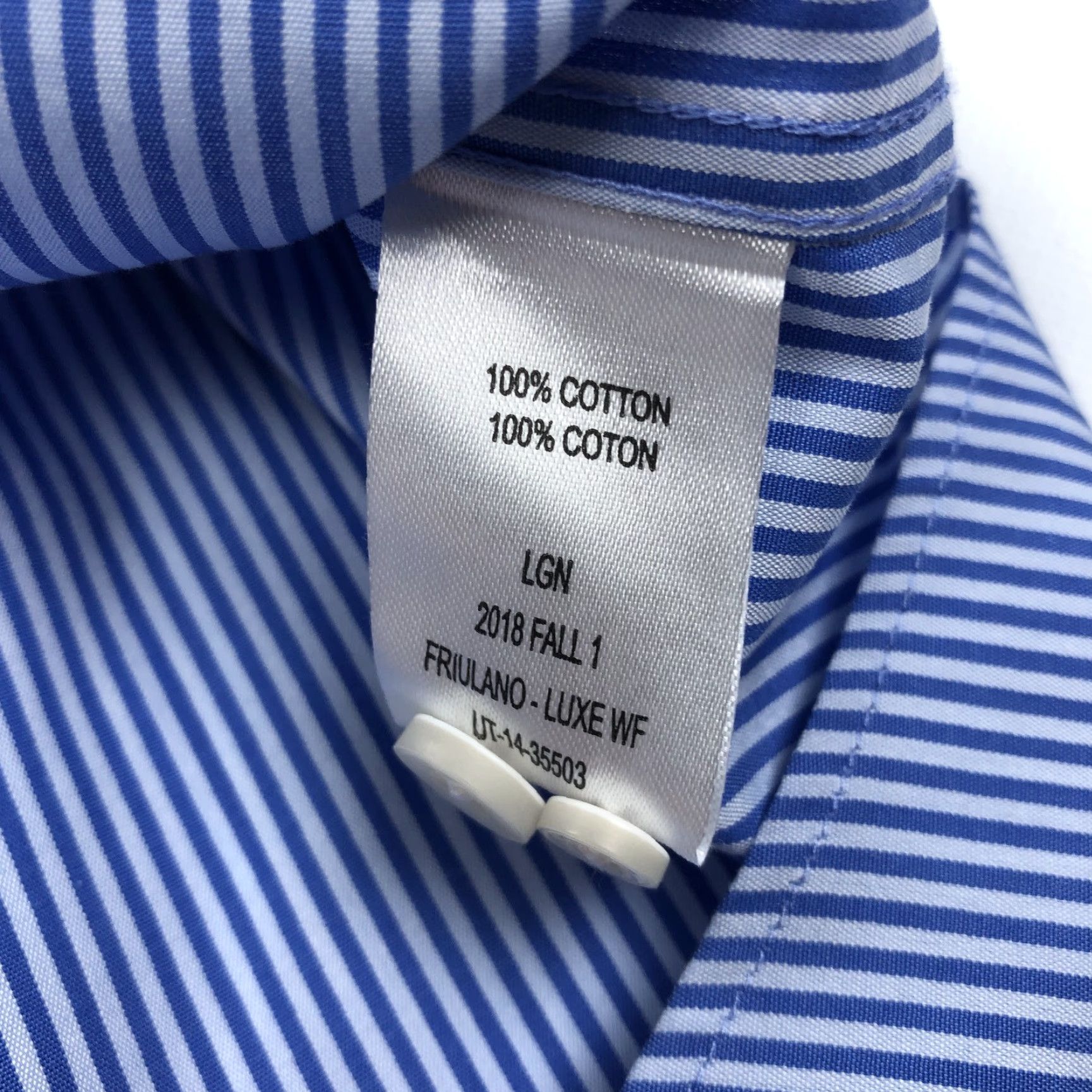 UNTUCKit UNTUCKit Men's XL Blue White Stripe Two Ply Cotton Button-Down Shirt Size US XL / EU 56 / 4 - 7 Thumbnail