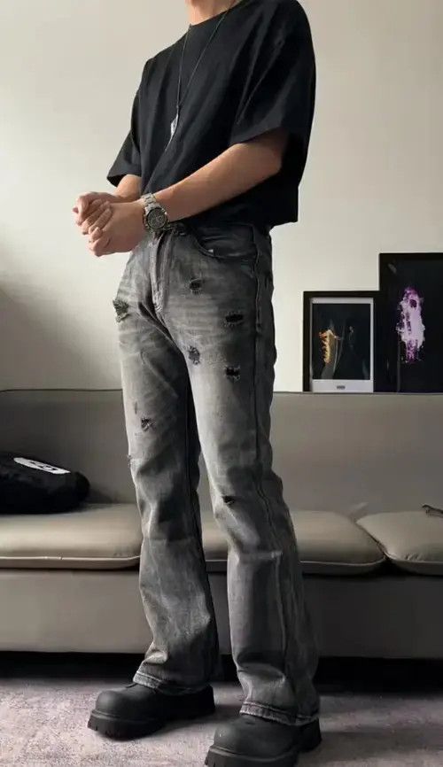 Designer × Japanese Brand × Vintage faded damaged ripped grunge flared pants Size US 32 / EU 48 - 2 Thumbnail