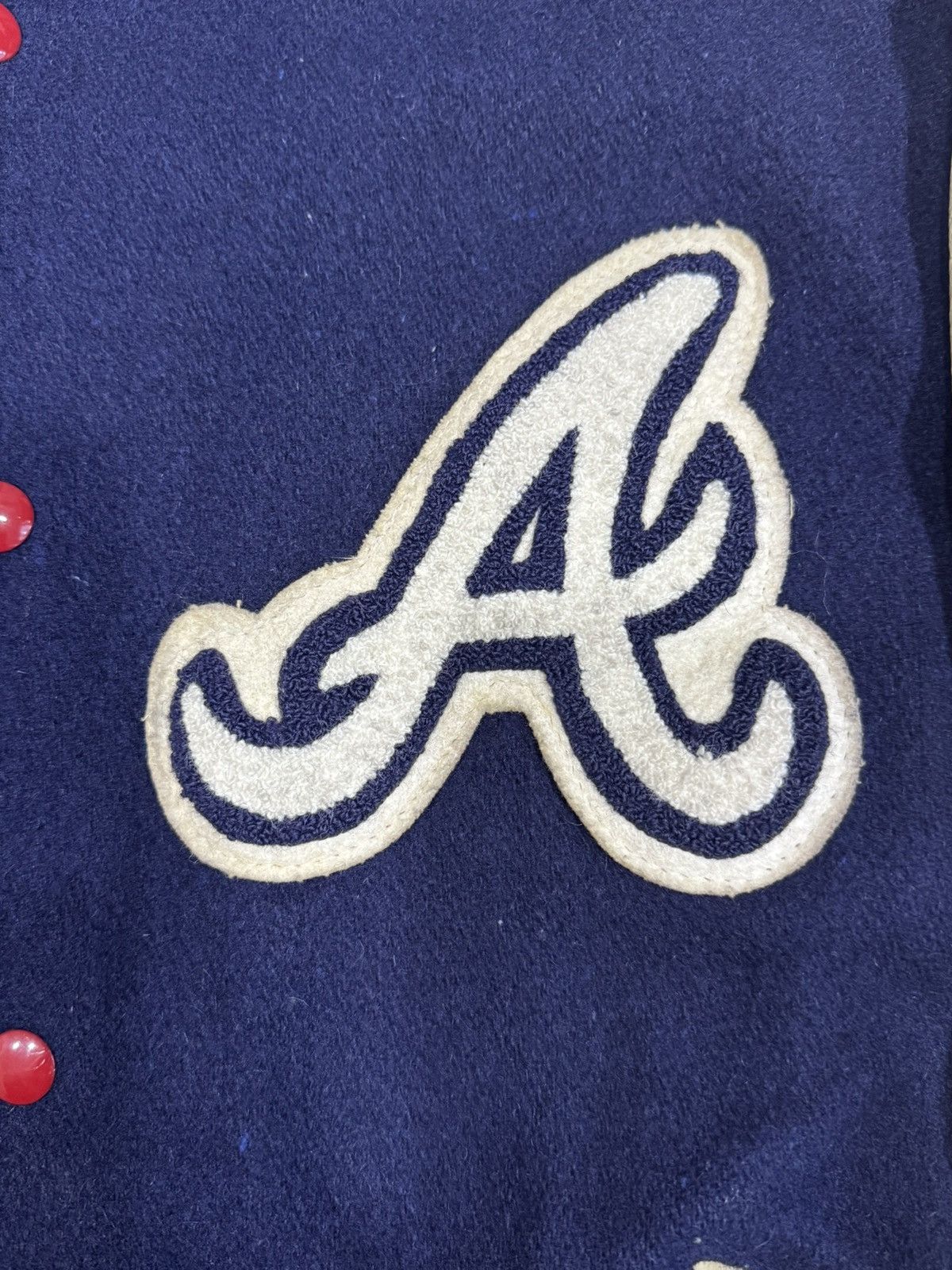 If Six Was Nine × Japanese Brand × Vintage Vintage Atlanta Braves De Long Leather Bomber Made in USA Size US S / EU 44-46 / 1 - 12 Thumbnail