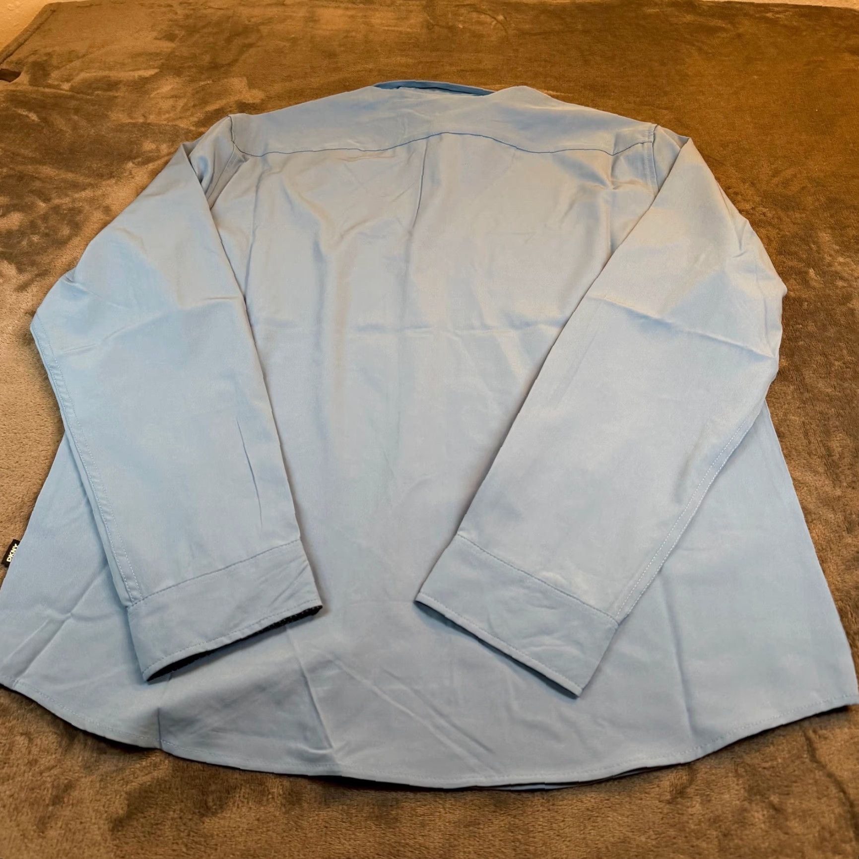 DKNY DKNY Bright Blue Dress Shirt Button Down Long Sleeve Mens Large NWT Lightweight Size 42R - 6 Thumbnail