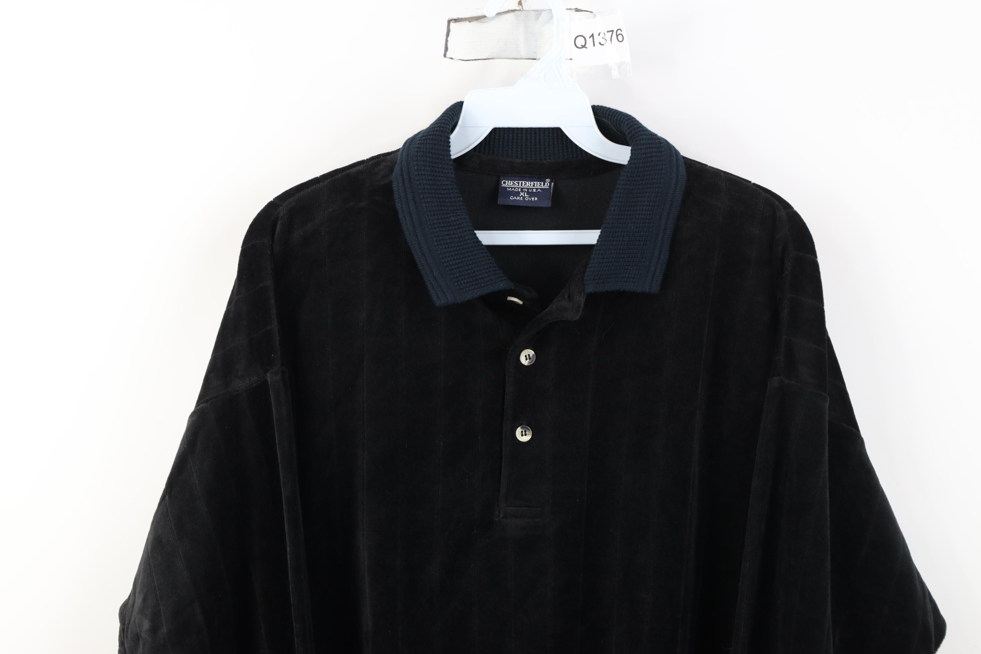 Vintage Vintage 90s Streetwear Velvet Collared Long Sleeve Polo Size US XL / EU 56 / 4 - 2 Thumbnail