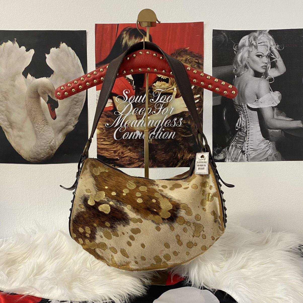Vintage Vintage brown real fur shoulder bag Size ONE SIZE - 2 Thumbnail