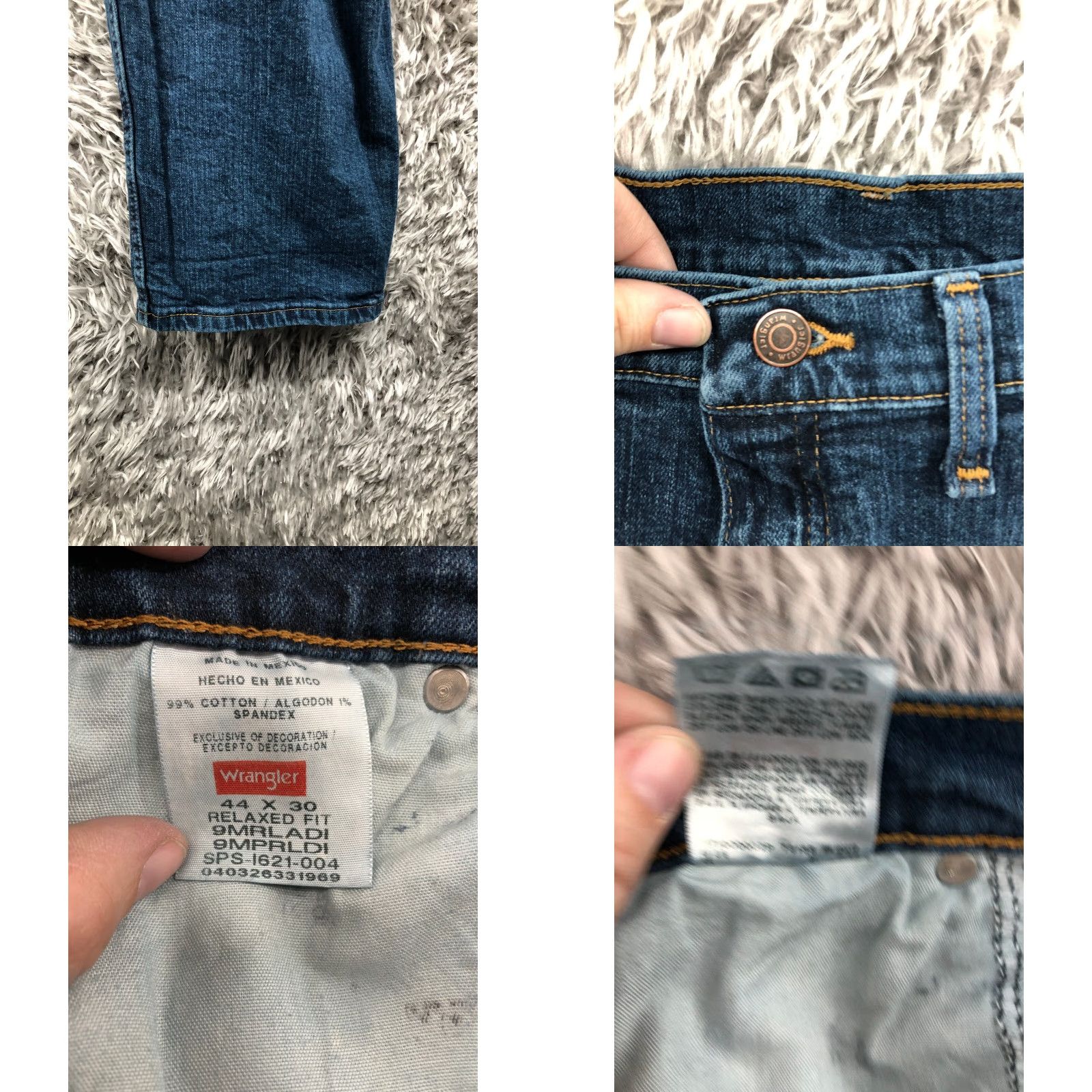 Wrangler Wrangler Jeans Mens 44x30 Mid Rise Straight Leg Dark Wash Blue Denim Size US 44 / EU 60 - 8 Thumbnail