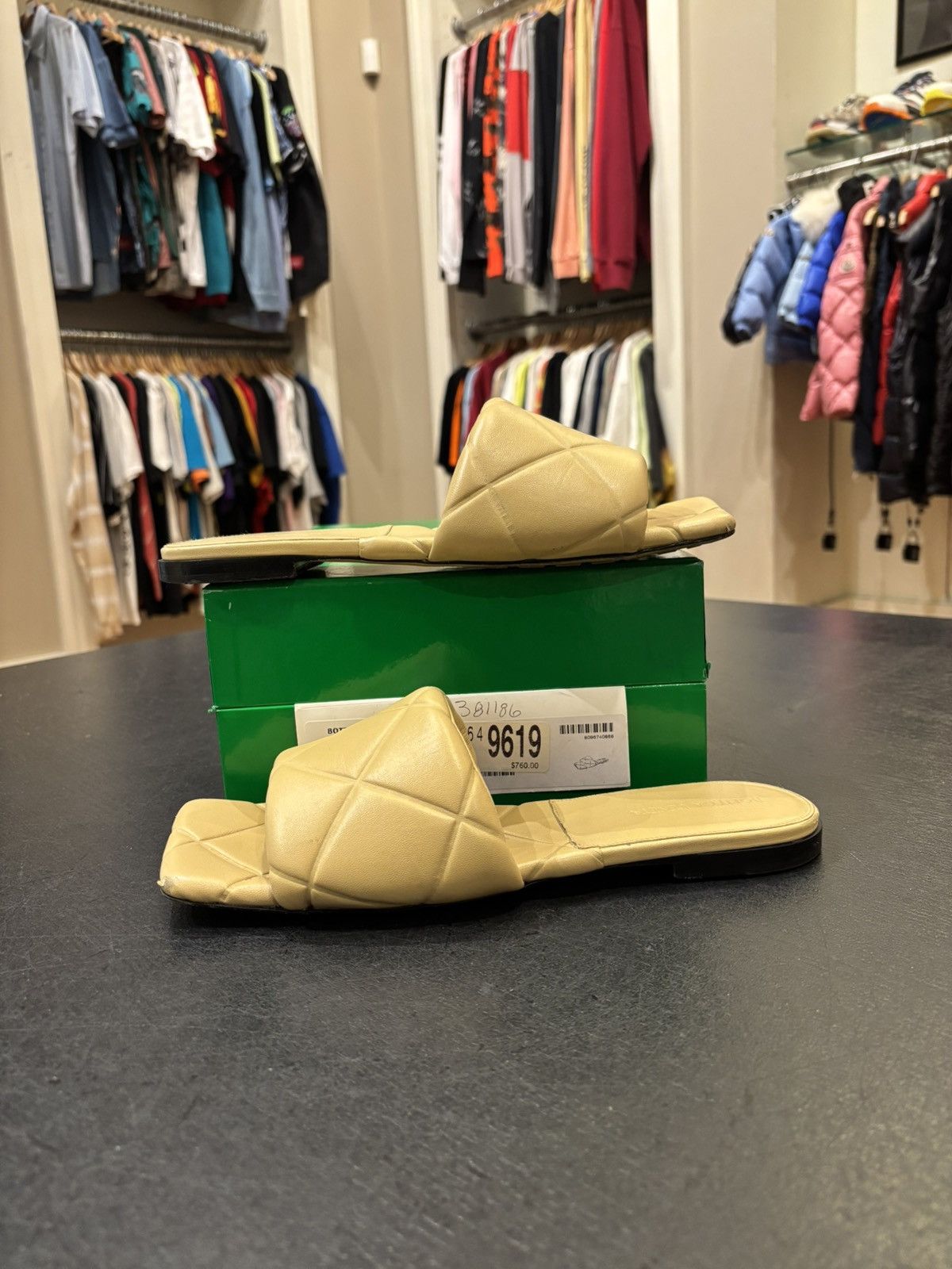 Bottega Veneta Bottega Veneta Quilted Lido Flat Nappa Beige Size US 10.5 / IT 40.5 - 1 Thumbnail