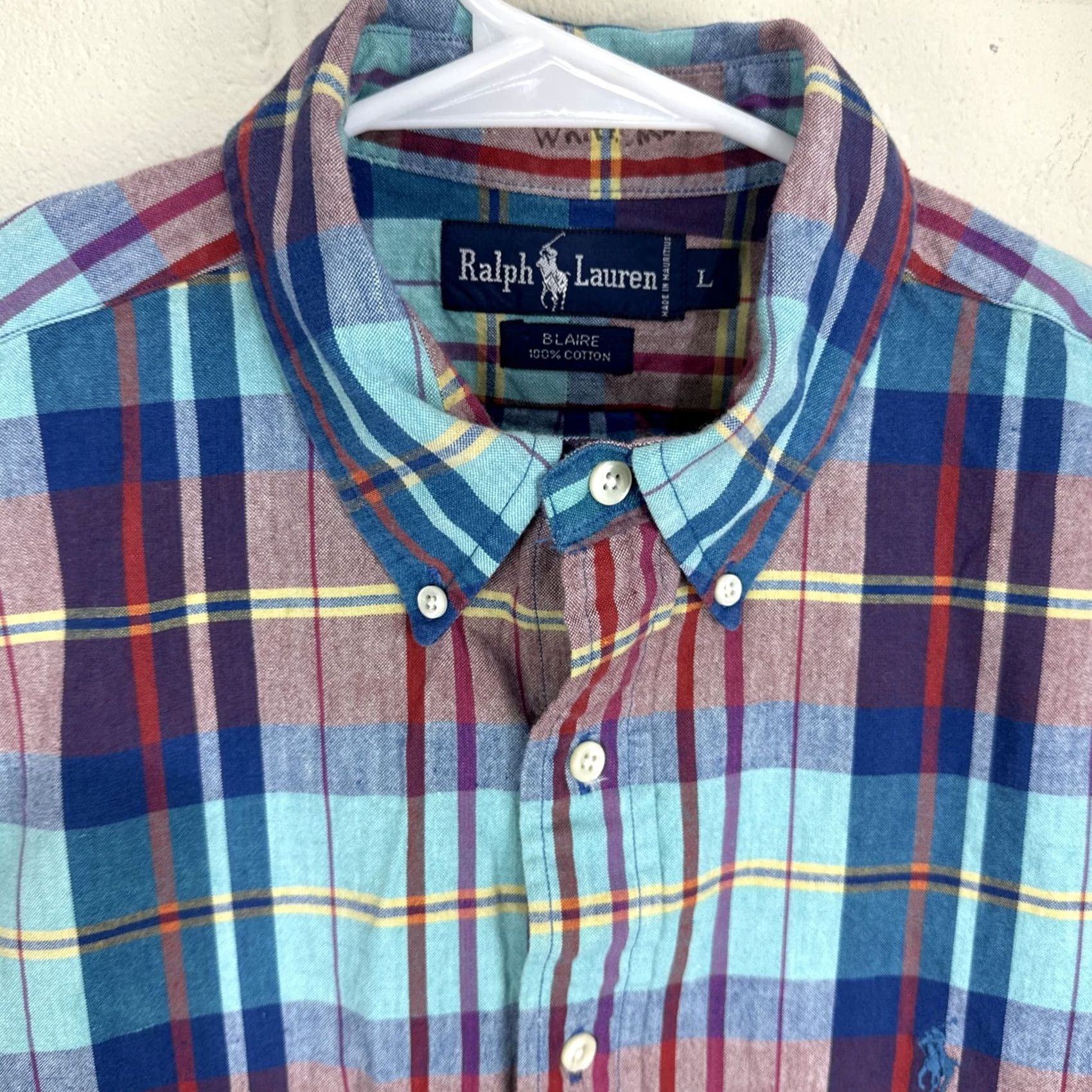Ralph Lauren Ralph Lauren Shirt Mens L BLAIRE SHORT SLEEVE BUTTON DOWN MADRAS PLAID COTTON Size US L / EU 52-54 / 3 - 4 Thumbnail