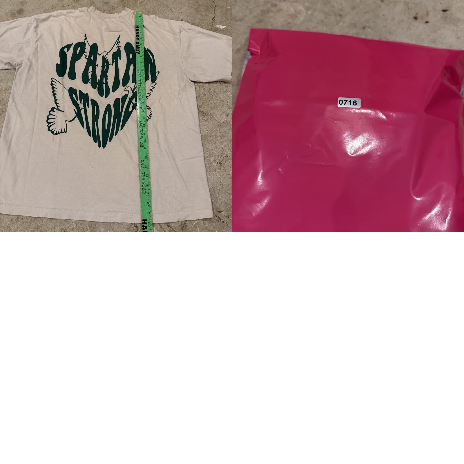 Vintage Sana Detroit Michigan State Shirt XL Ivory Spartan Strong Dove Heart STAINS T-Shirt Men Crew Neck Short Sleeve NCAA College Streetwear Size US XL / EU 56 / 4 - 8 Thumbnail