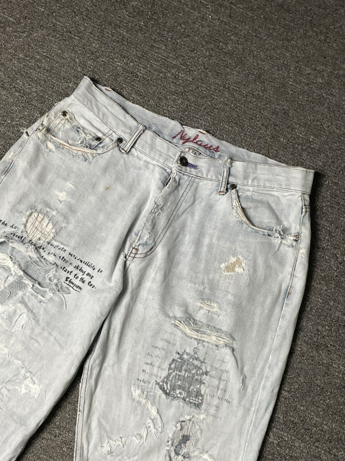 Japanese Brand × Vintage Vintage NYLAUS Custom Ripped Jeans (89) Size US 33 - 2 Thumbnail