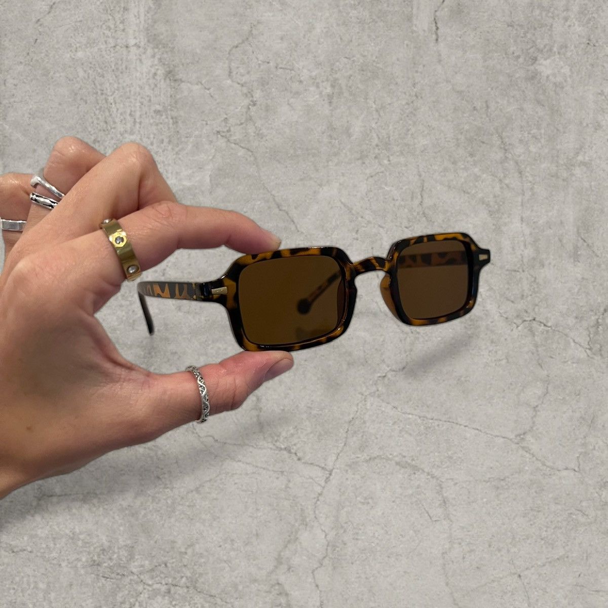 Japanese Brand UV400 square sunglasses in brown with brown lens. One size. Size ONE SIZE - 1 Thumbnail