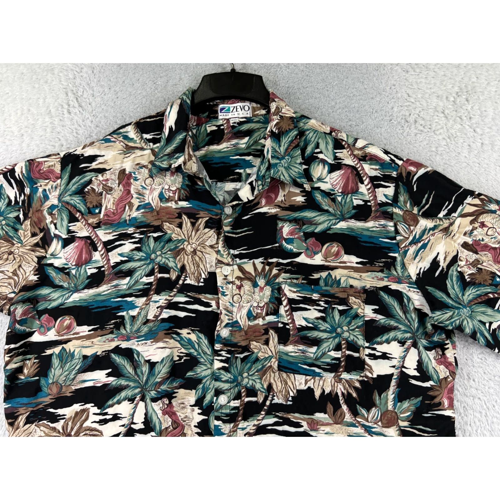 Vintage VINTAGE Zevo Shirt Men L Green Floral Button-Up Hawaiian Aloha Beach Vacation Cotton Short Sleeve Button 2XL XXL Relaxed Mens Size US L / EU 52-54 / 3 - 4 Thumbnail