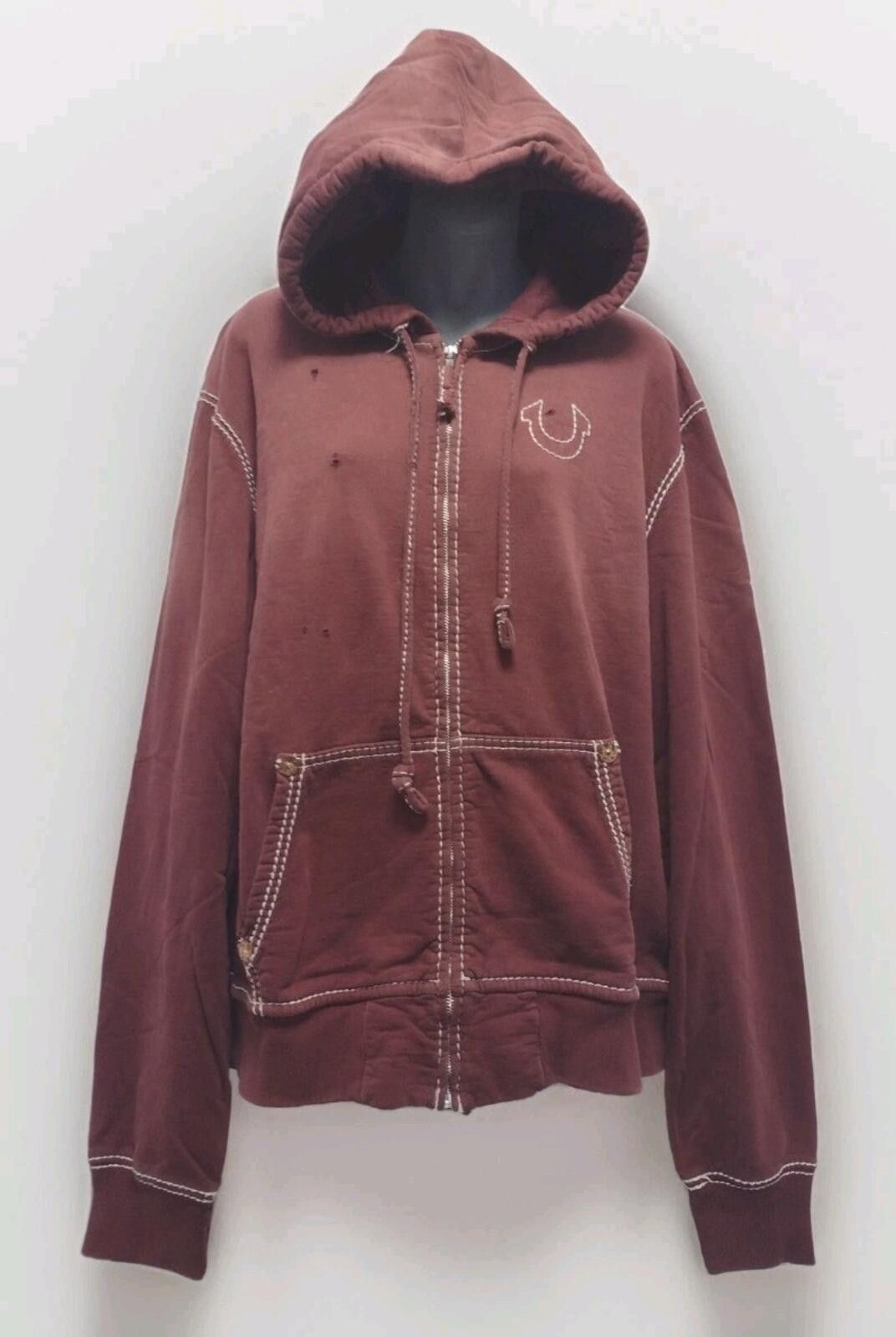 True Religion True Religion XXL Hoodie Red Fade Big Stitch Zip Up RivetY2K Size US XXL / EU 58 / 5 - 1 Thumbnail
