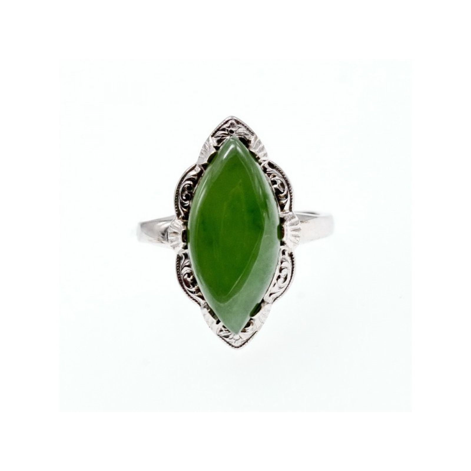 Jewelry 925 STERLING SILVER GREEN NEPHRITE ( JADE ) RING SIZE 7 Size ONE SIZE - 1 Thumbnail