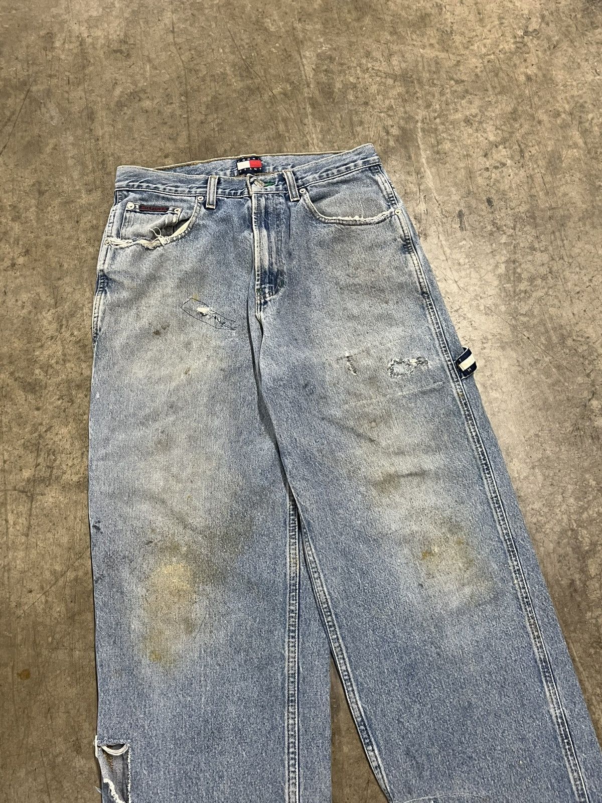 Tommy Hilfiger × Vintage Tommy Hilfiger y2k baggy fit denim carpenter thrashed skater Size US 32 / EU 48 - 6 Thumbnail