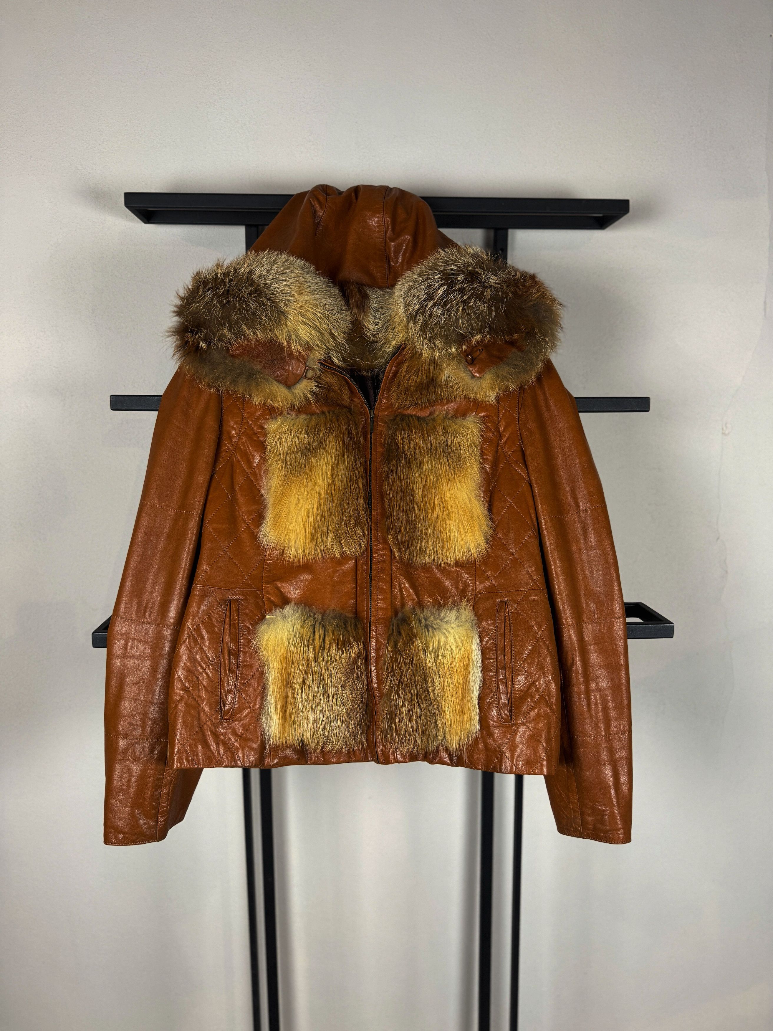 Issey Miyake Brown Leather Jacket Fur Panel Trim Hooded Y2K Vintage Rare Size US S / EU 44-46 / 1 - 5 Thumbnail