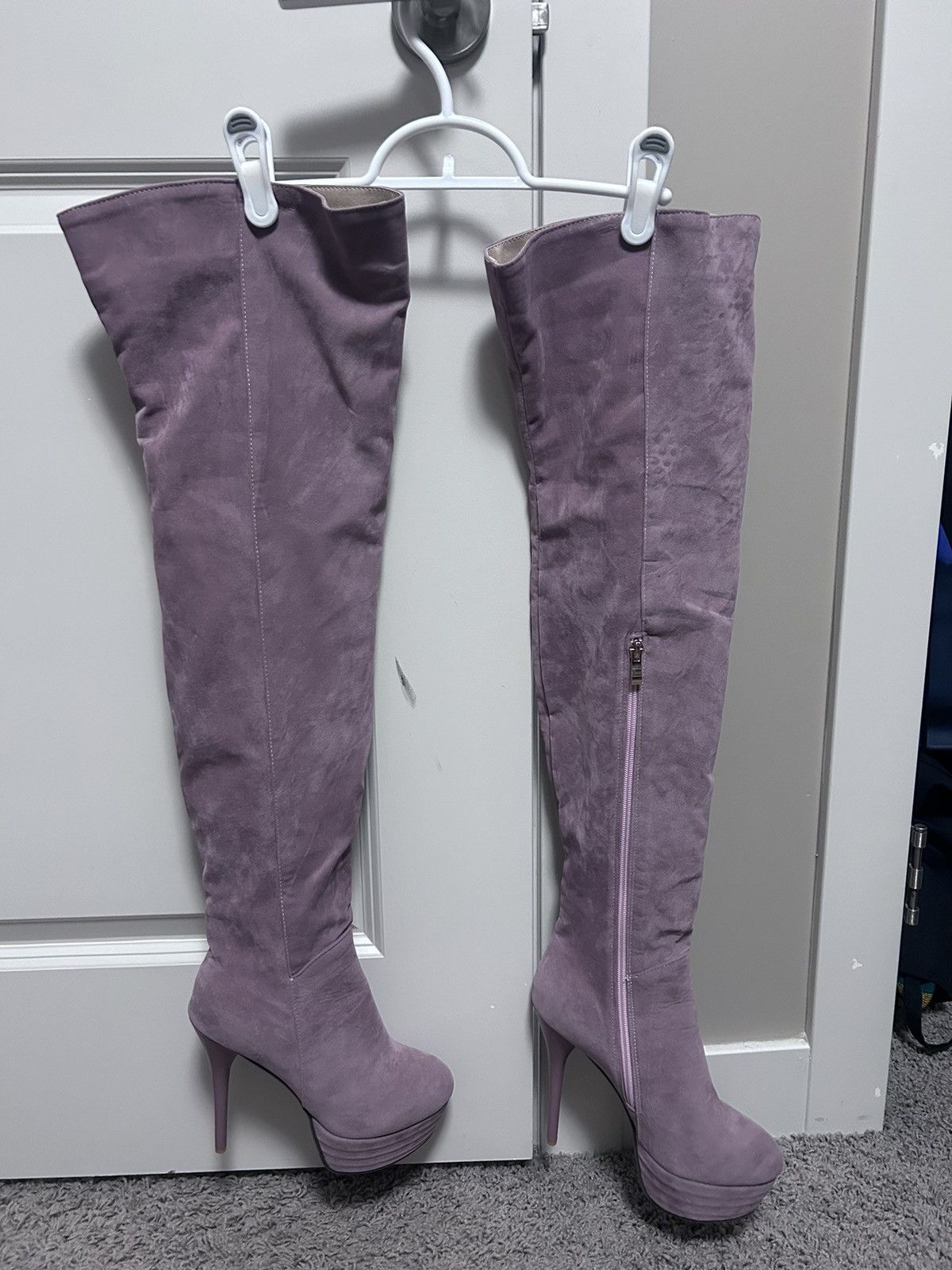Other Pastel pink thigh high faux suede boots stiletto Size US 7 / IT 37 - 2 Thumbnail