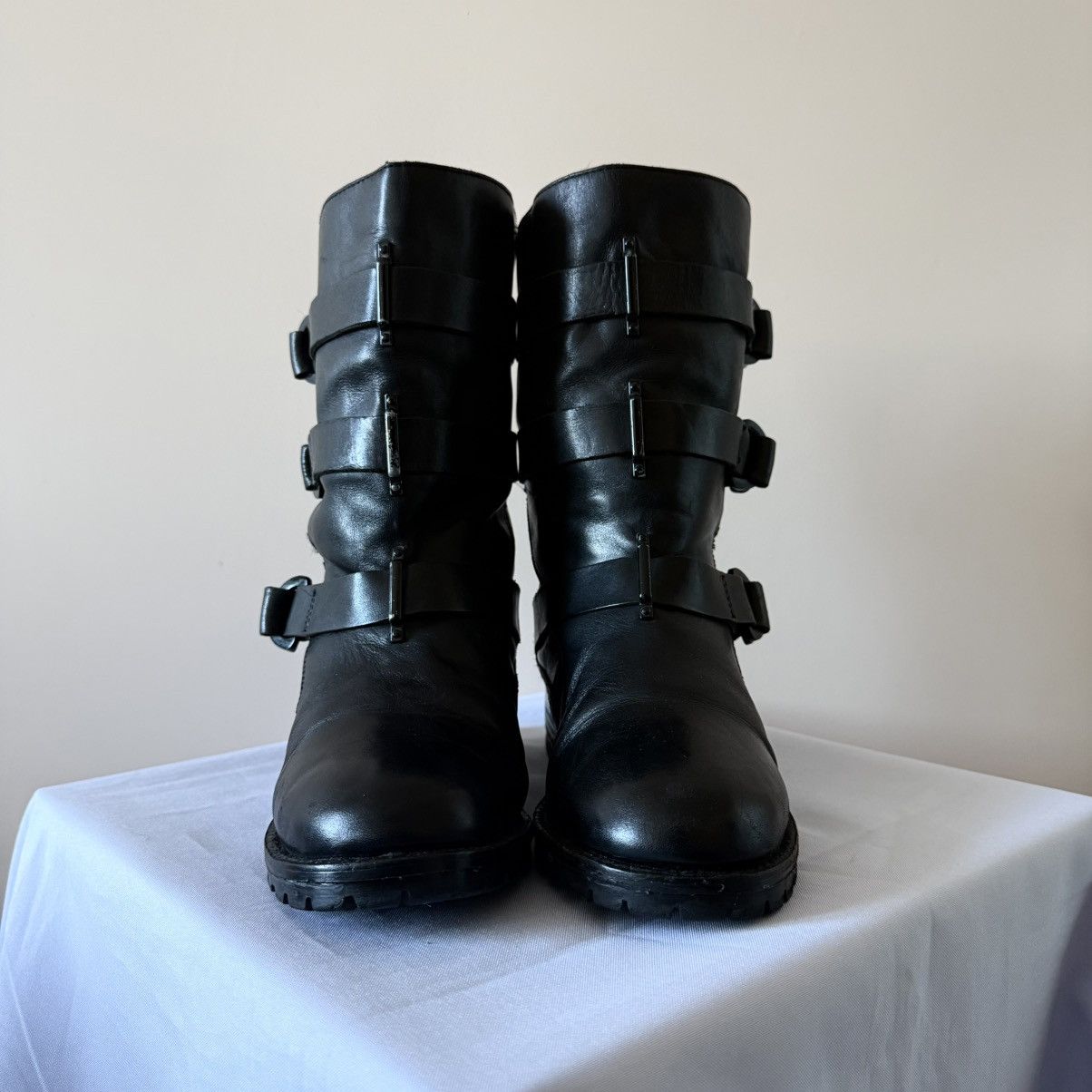 Dirk Bikkembergs 00s Avantgarde Strap Belt Boxing Biker Boots Guidi MoMa Vibe Size US 7 / IT 37 - 2 Thumbnail