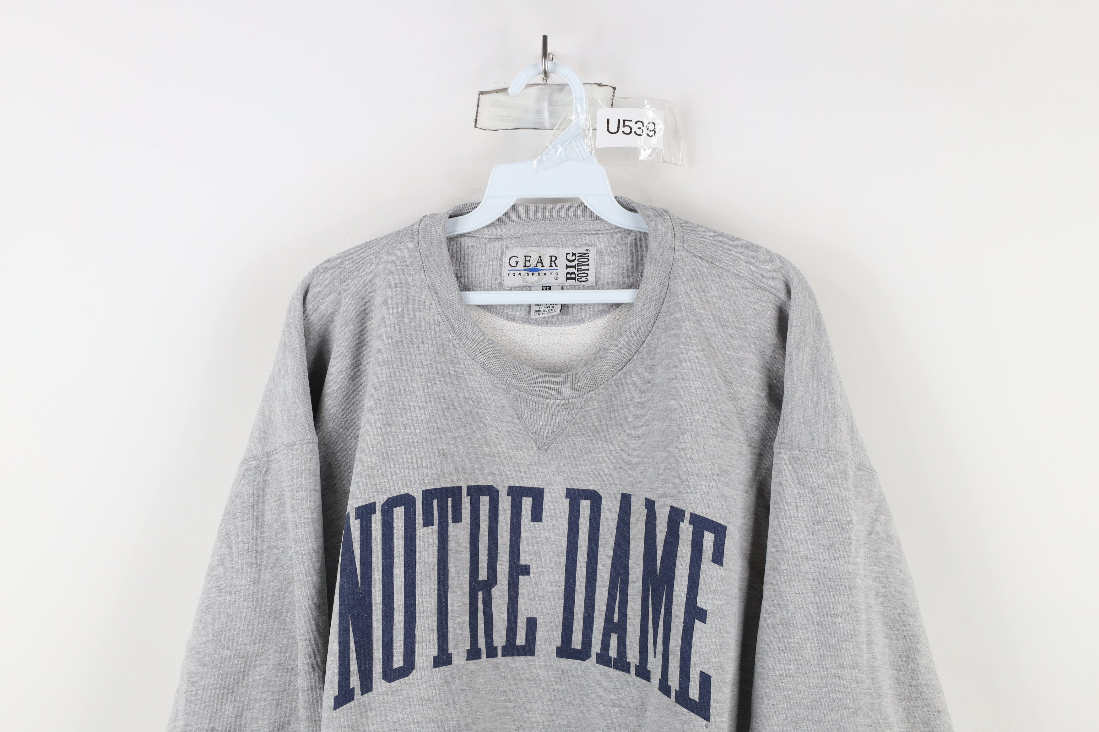 Vintage Vintage 90s Notre Dame University Crewneck Sweatshirt Gray Size US XL / EU 56 / 4 - 2 Thumbnail