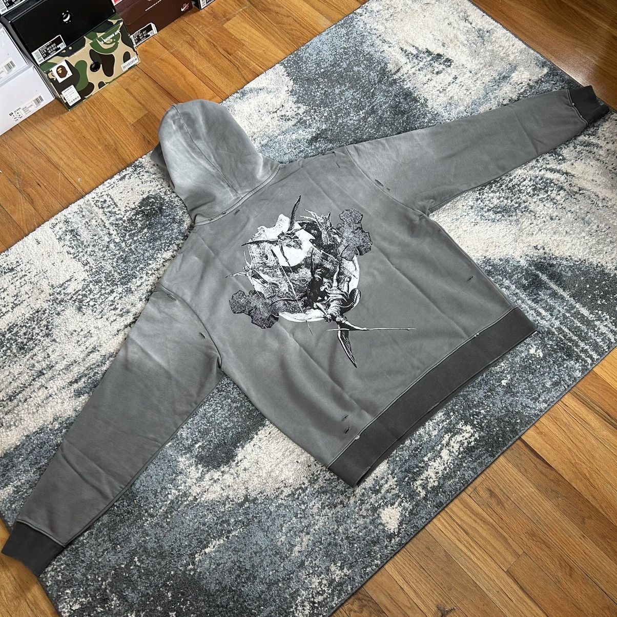 Revenge KOSUKE KAWAMURA DiSTRESSED GLiTCH LOGO HOODiE SWEATSHiRT Size US XL / EU 56 / 4 - 14 Thumbnail