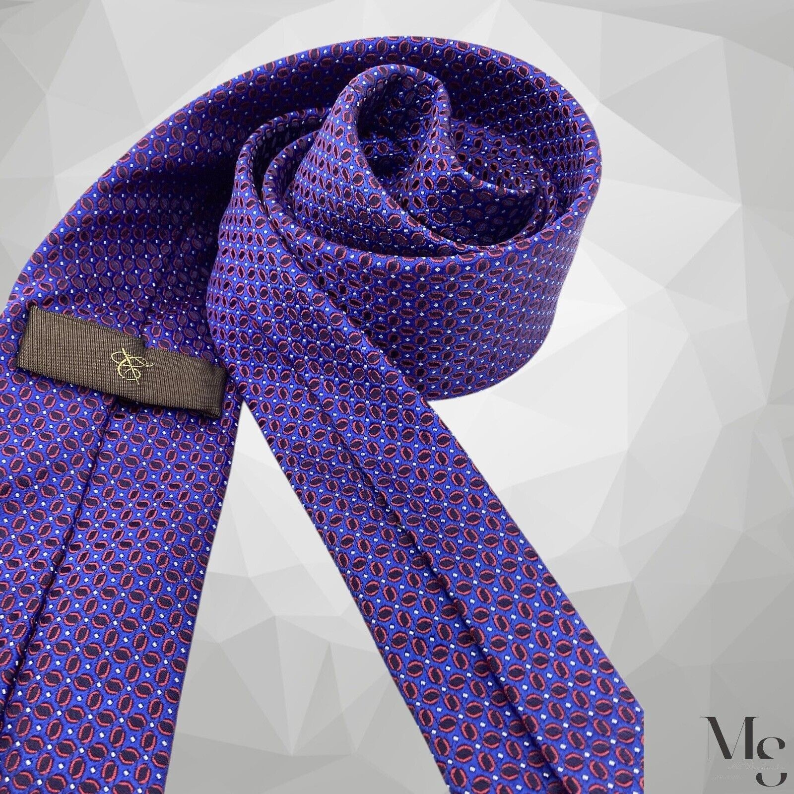 Canali CANALI 1934 Blue Geometric Silk Tie Made In Italy 59”- 3" EX Size ONE SIZE - 4 Thumbnail