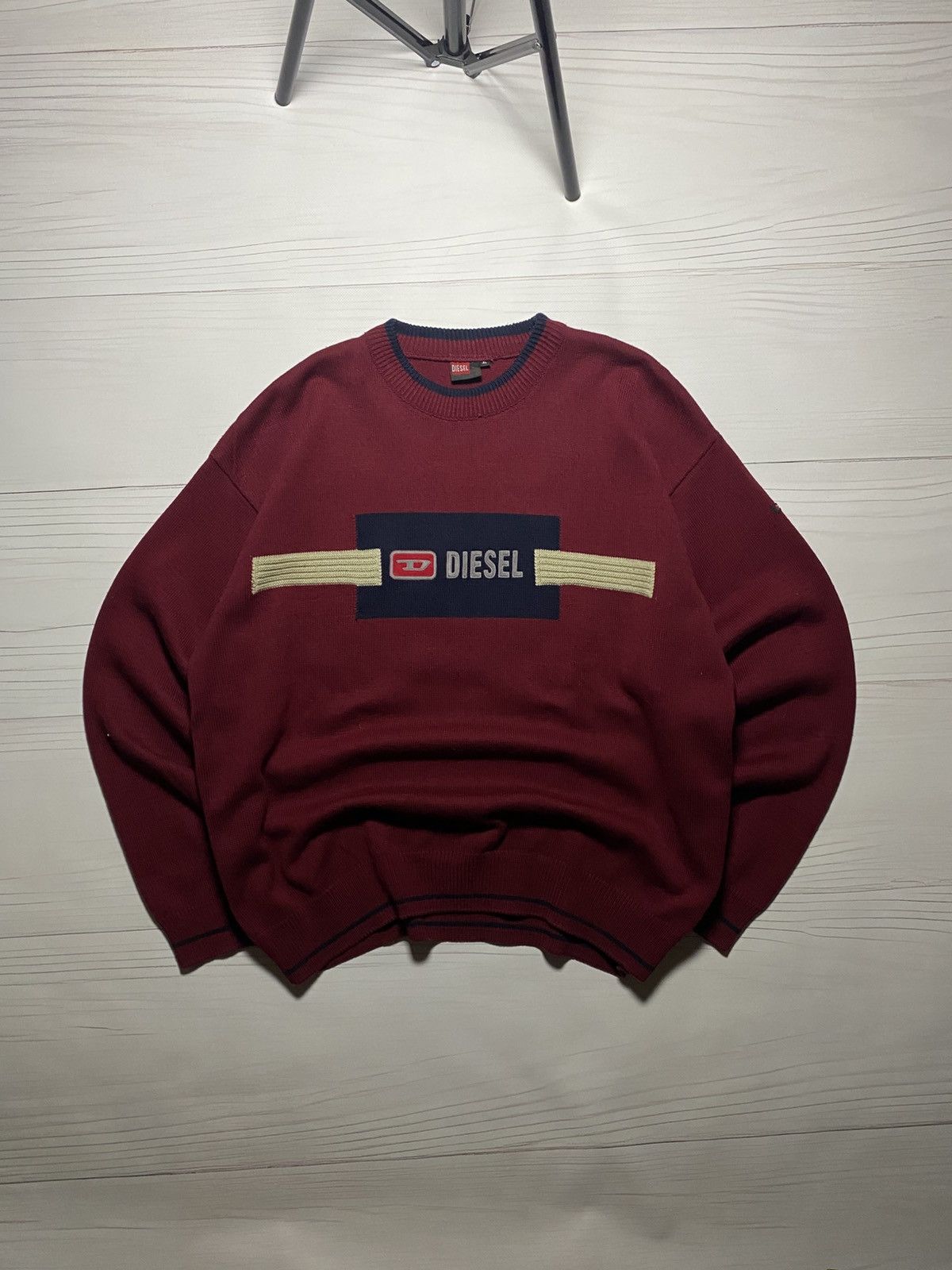 Diesel × Vintage Vintage Diesel Big Logo Box Fit oversize y2k sweater Size US XL / EU 56 / 4 - 1 Thumbnail