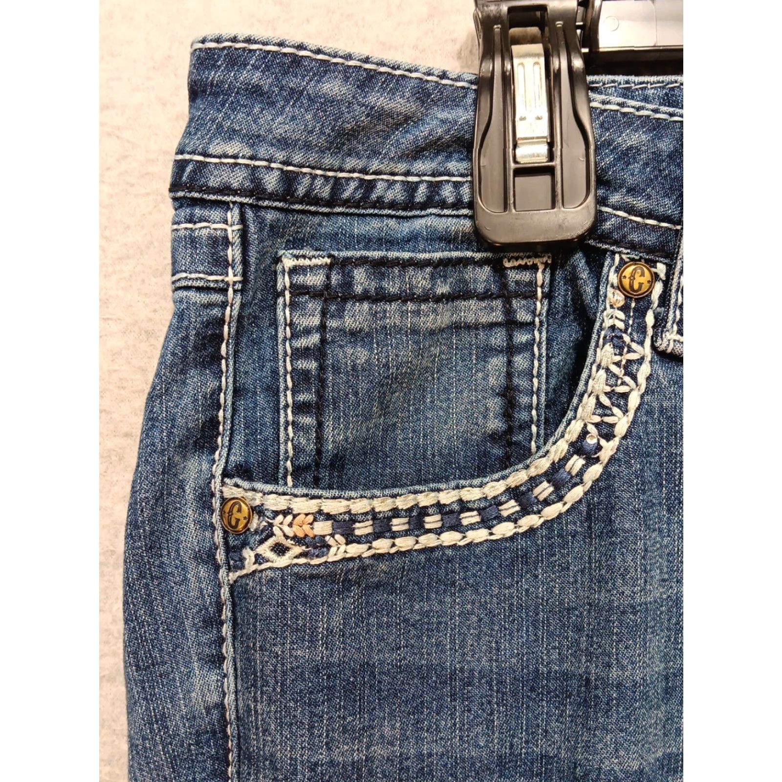 Bell VINTAGE Rockin' C Flare Leg Jeans 32 High-Rise Embroidered Stretchy Med Wash Bell Bottom Size 24" / US 00 / IT 34 - 4 Thumbnail