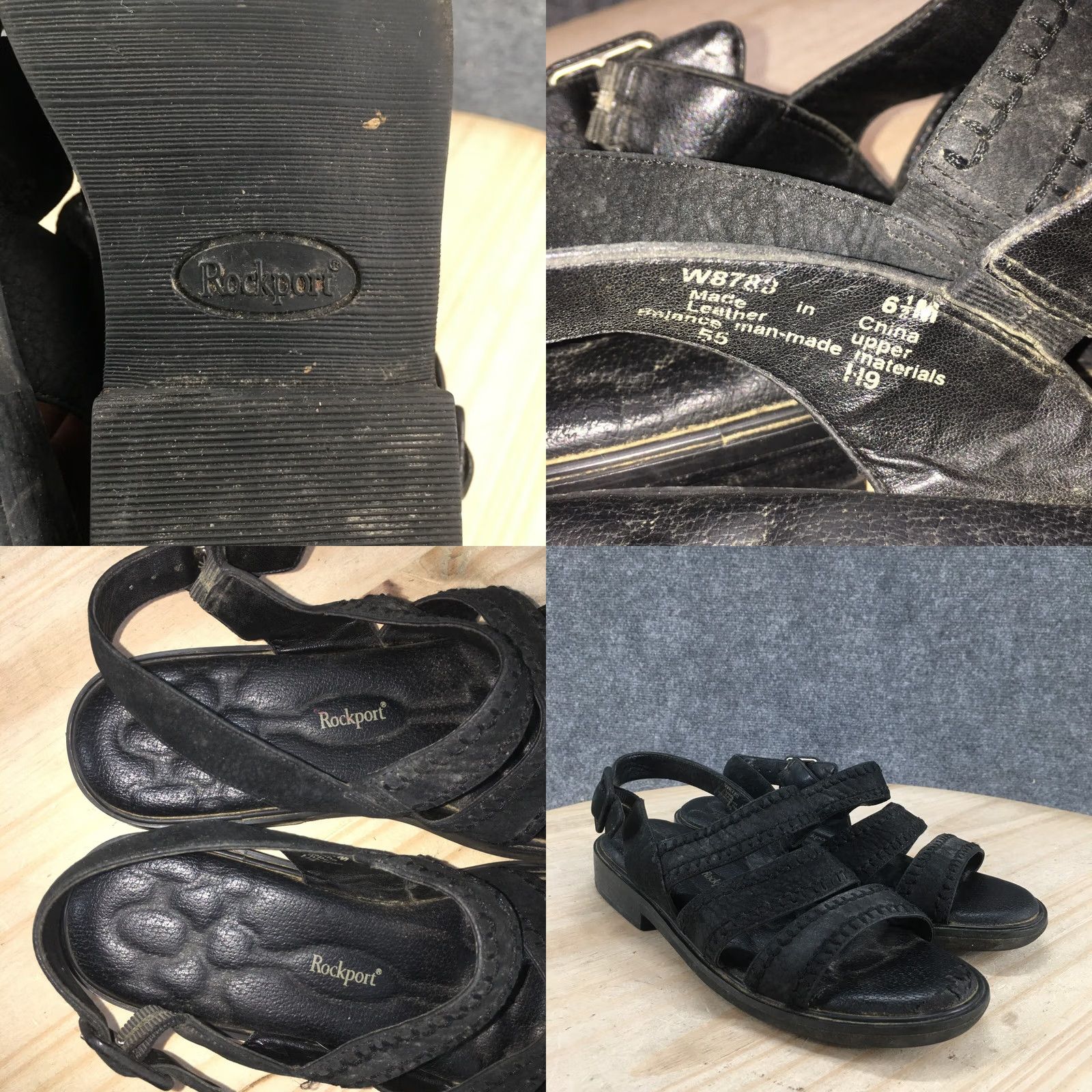 Rockport Rockport Sandals Womens 6.5M Strappy Slingback Black Leather Flats Comfort W8780 Size US 7 / IT 37 - 10 Thumbnail