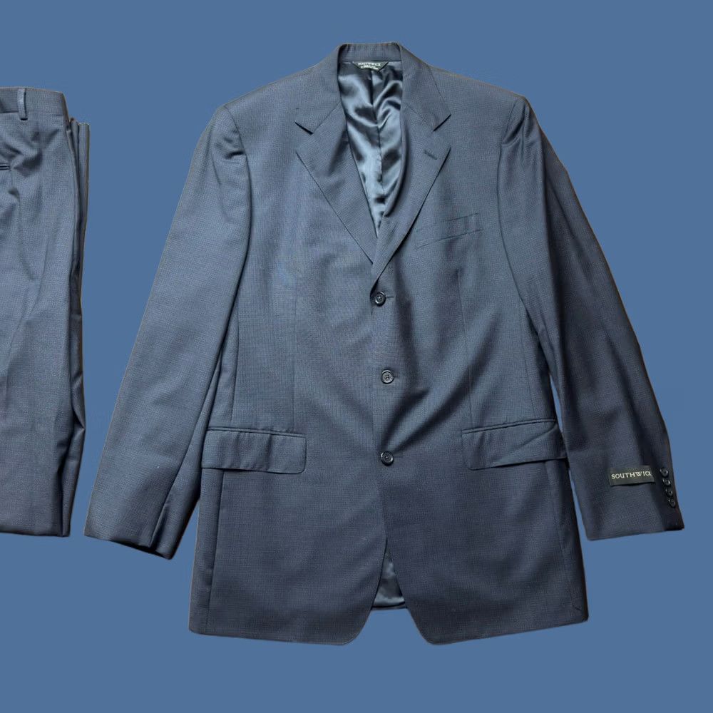 Southwick VINTAGE Southwick Suit Mens 41 Blue VTG Men 41L Blazer Unhemmed Trousers Check NEW Size US 35 - 1 Thumbnail