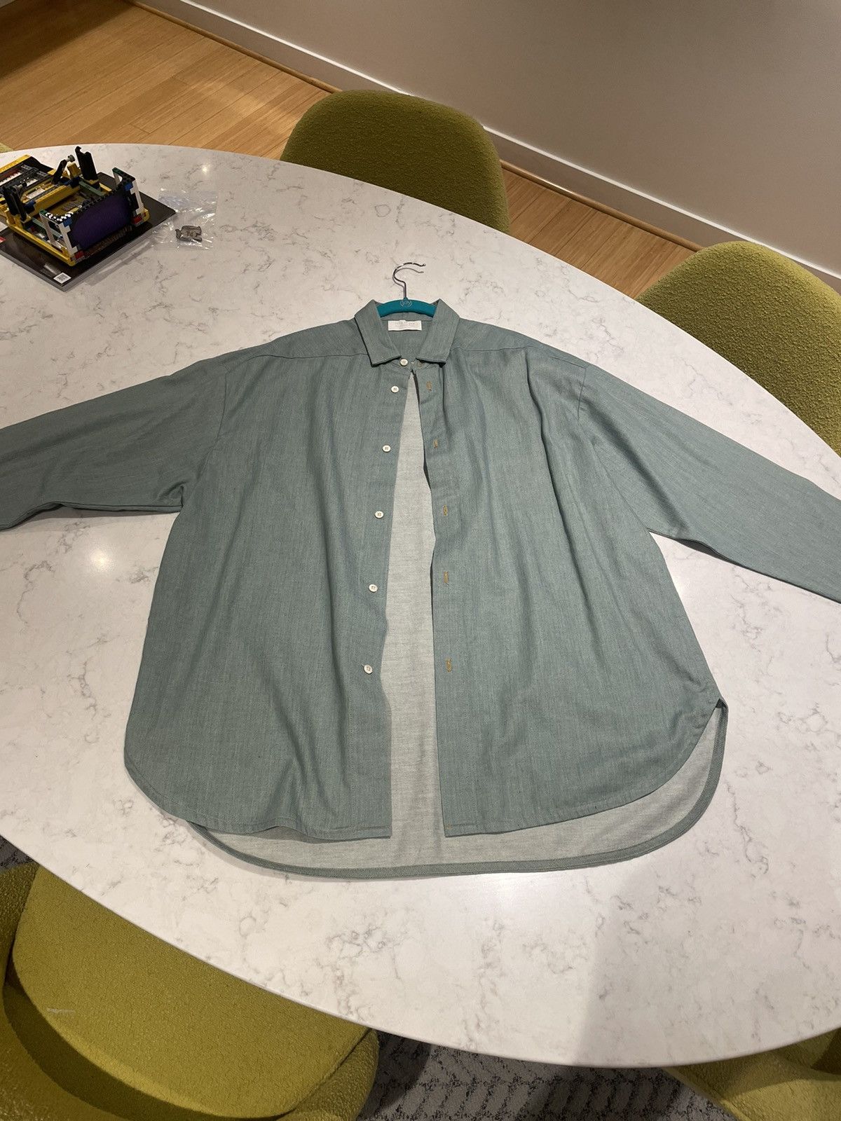 image of Ermenegildo Zegna x Fear Of God Mens Fear Of God X Zegna Button Up Shirt in Green (Size XL)
