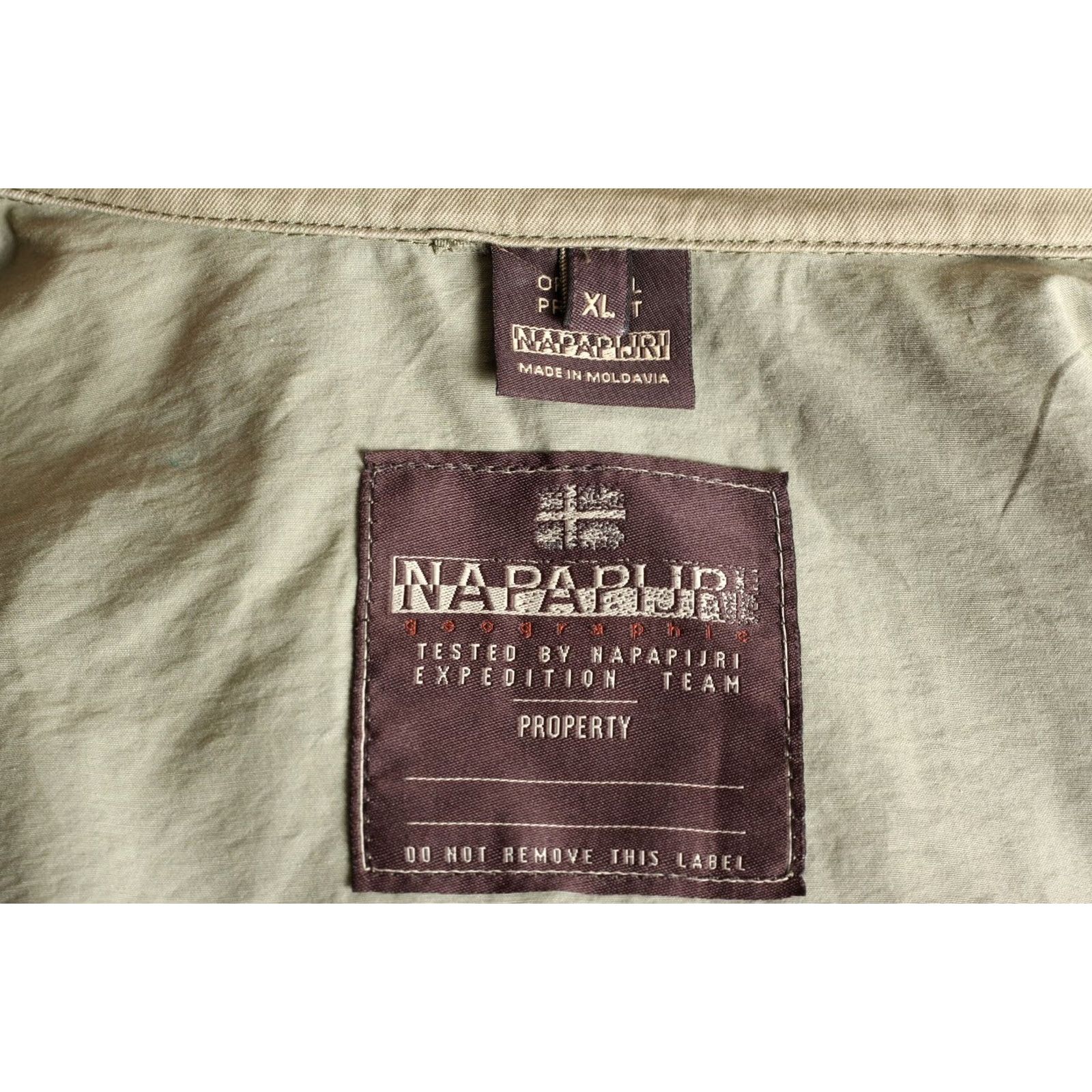 Napapijri NAPAPIJRI Jacket Men XL Khaki Stone Wash Treatment Used Effect Full Zip Canvas Pocket Logo Casual Modern 90s? Size US XL / EU 56 / 4 - 7 Thumbnail