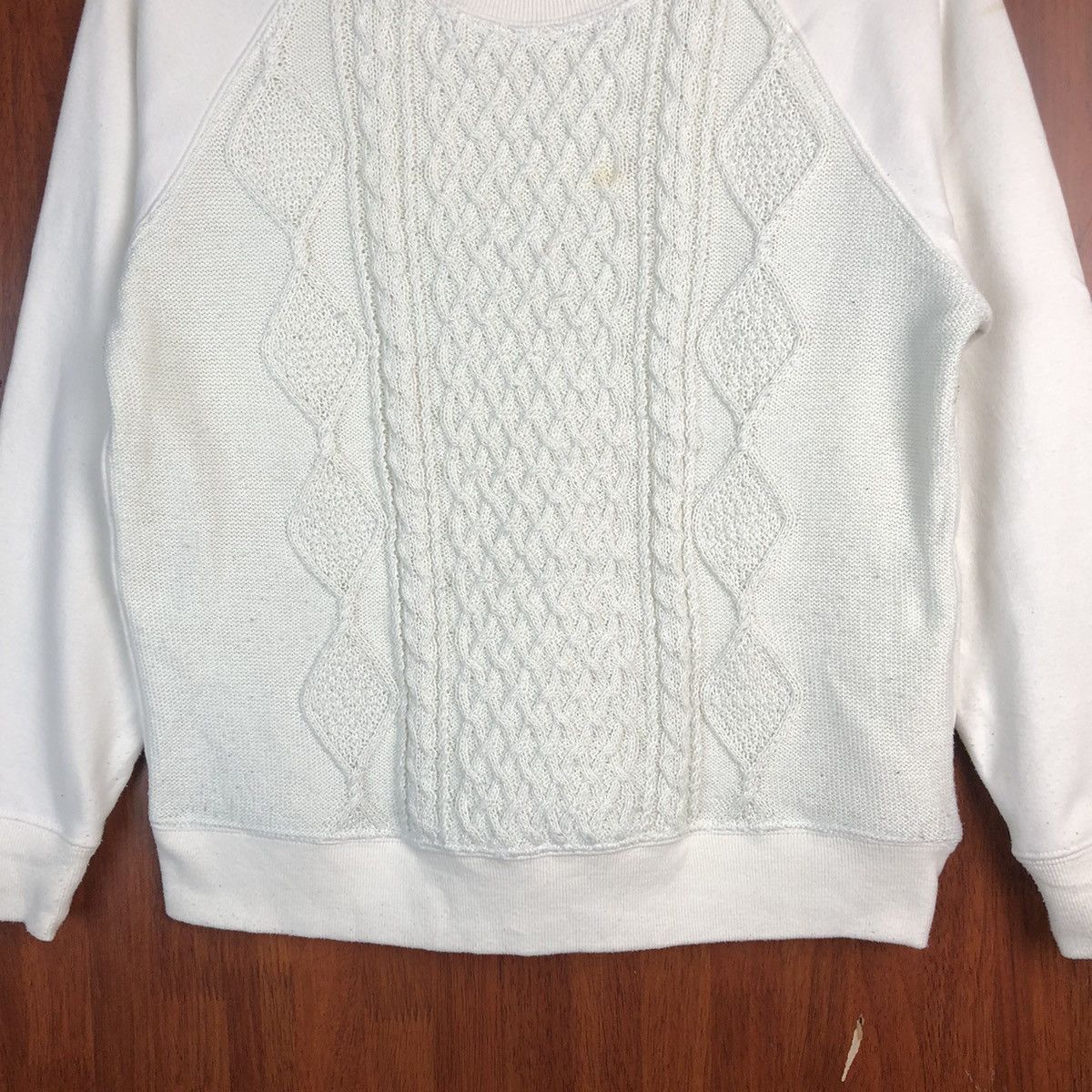 Homespun Knitwear × Japanese Brand Back Number White cable Knitwear sweatshirt #7521 Size S / US 4 / IT 40 - 3 Thumbnail