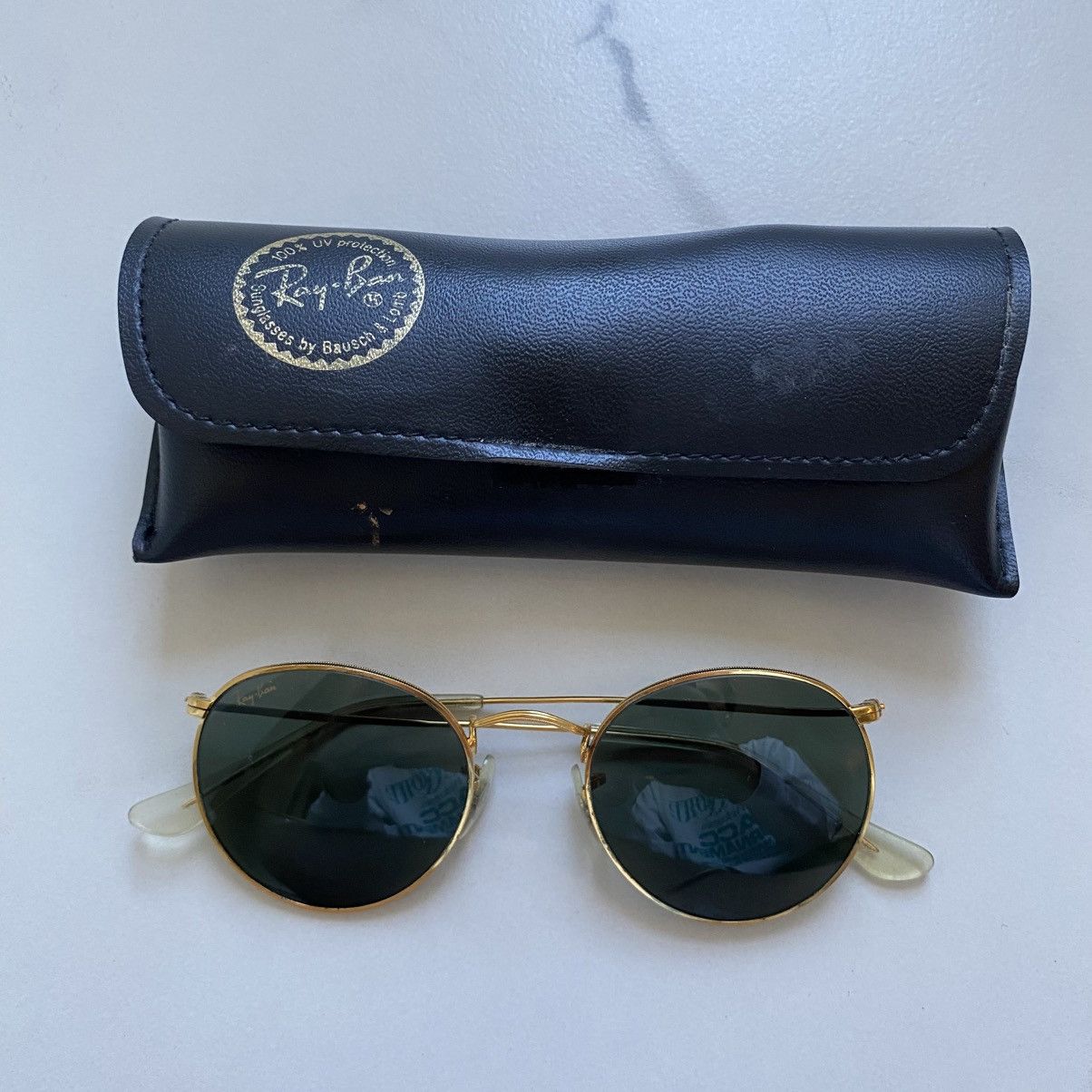 Vintage 1970s 70s Ray-Ban Round Gold Classic Sunglasses B&L